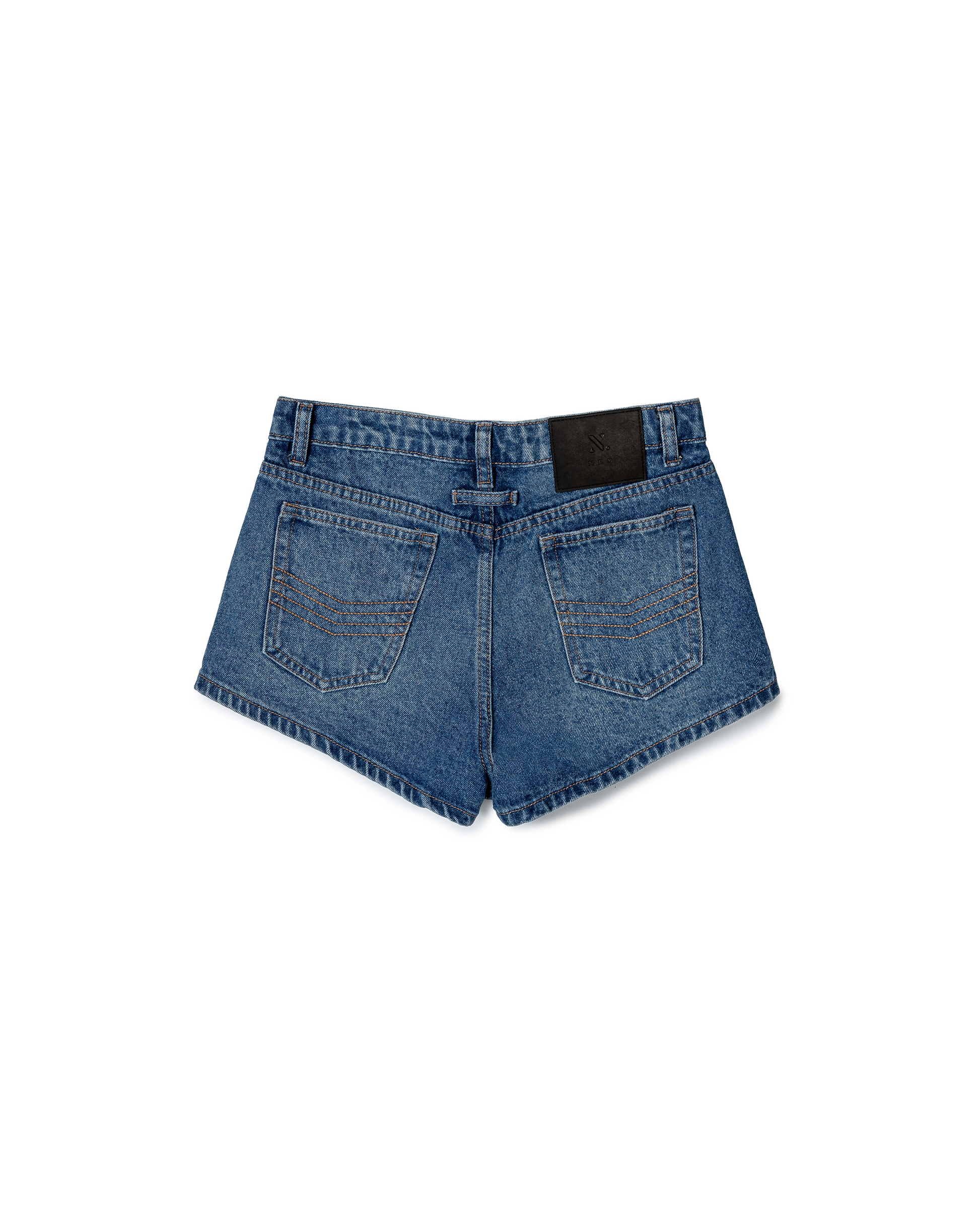 Off-Button Denim Shorts