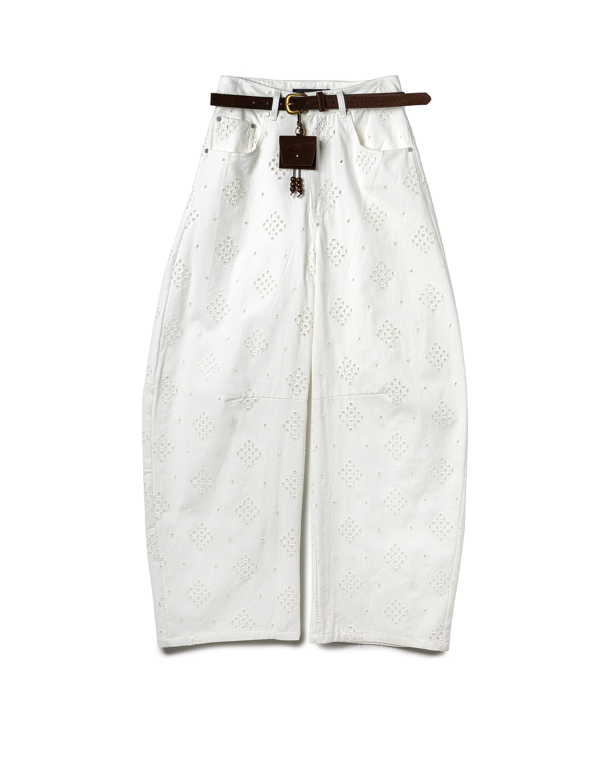 Broderie-Anglaise Wide-Leg Trousers