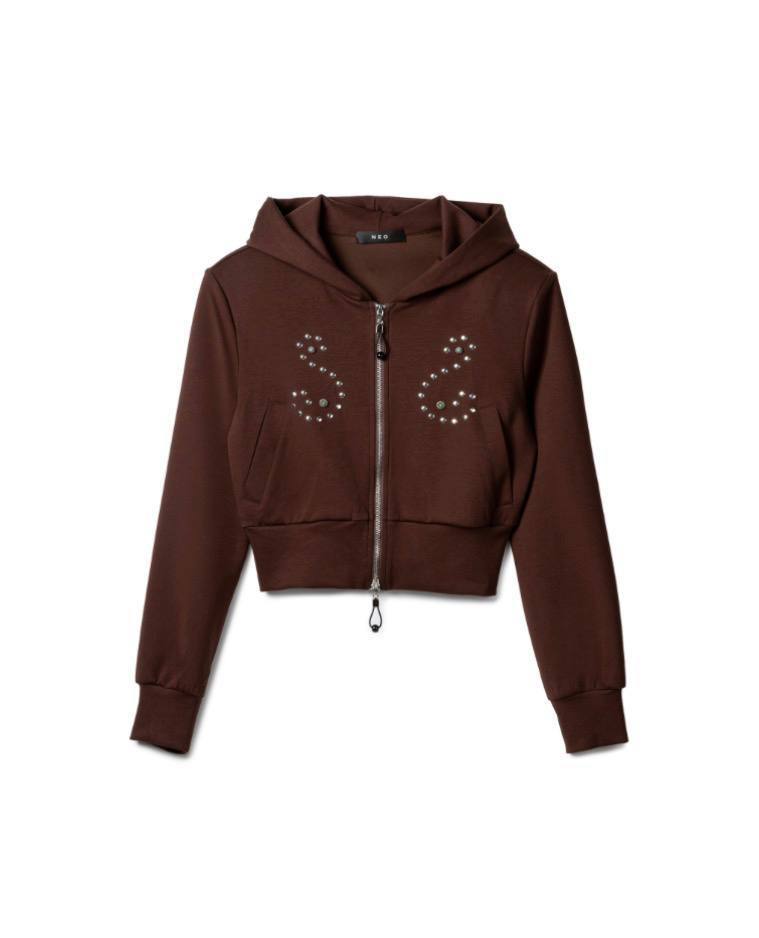Cropped Studded Hoodie Set