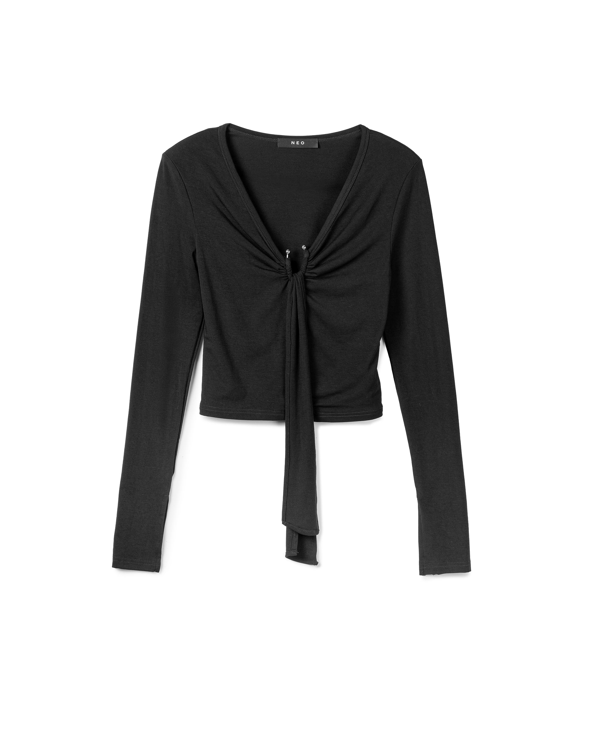 Sculptural Ruched V-Neck Top