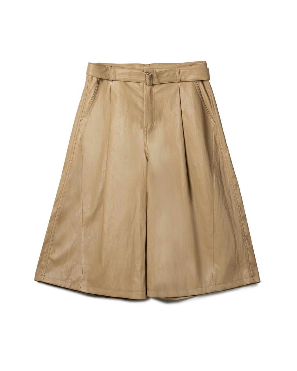 Sophisticated Ruched Faux-Leather Culottes