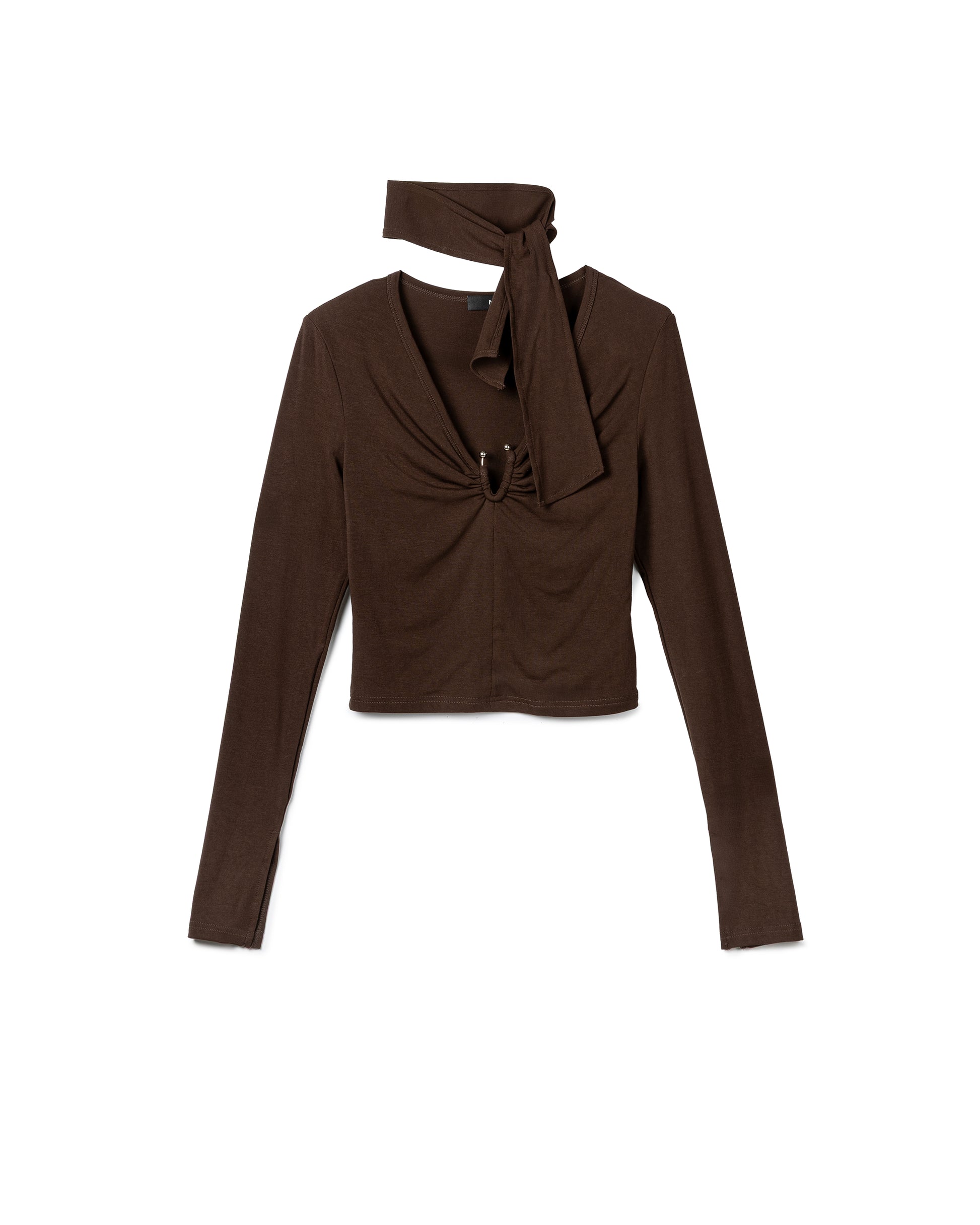 Sculptural Ruched V-Neck Top