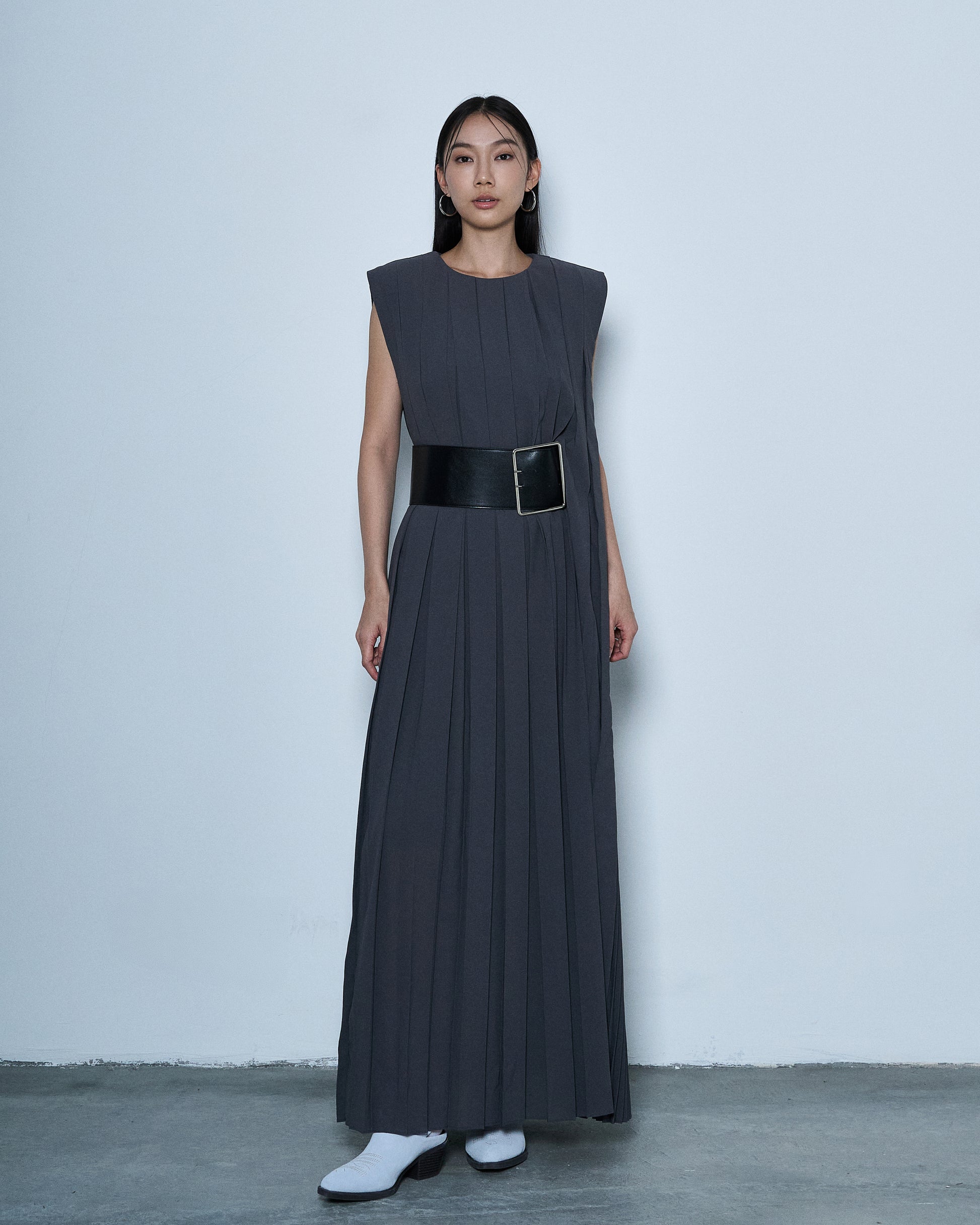 Belted Pleated Dress