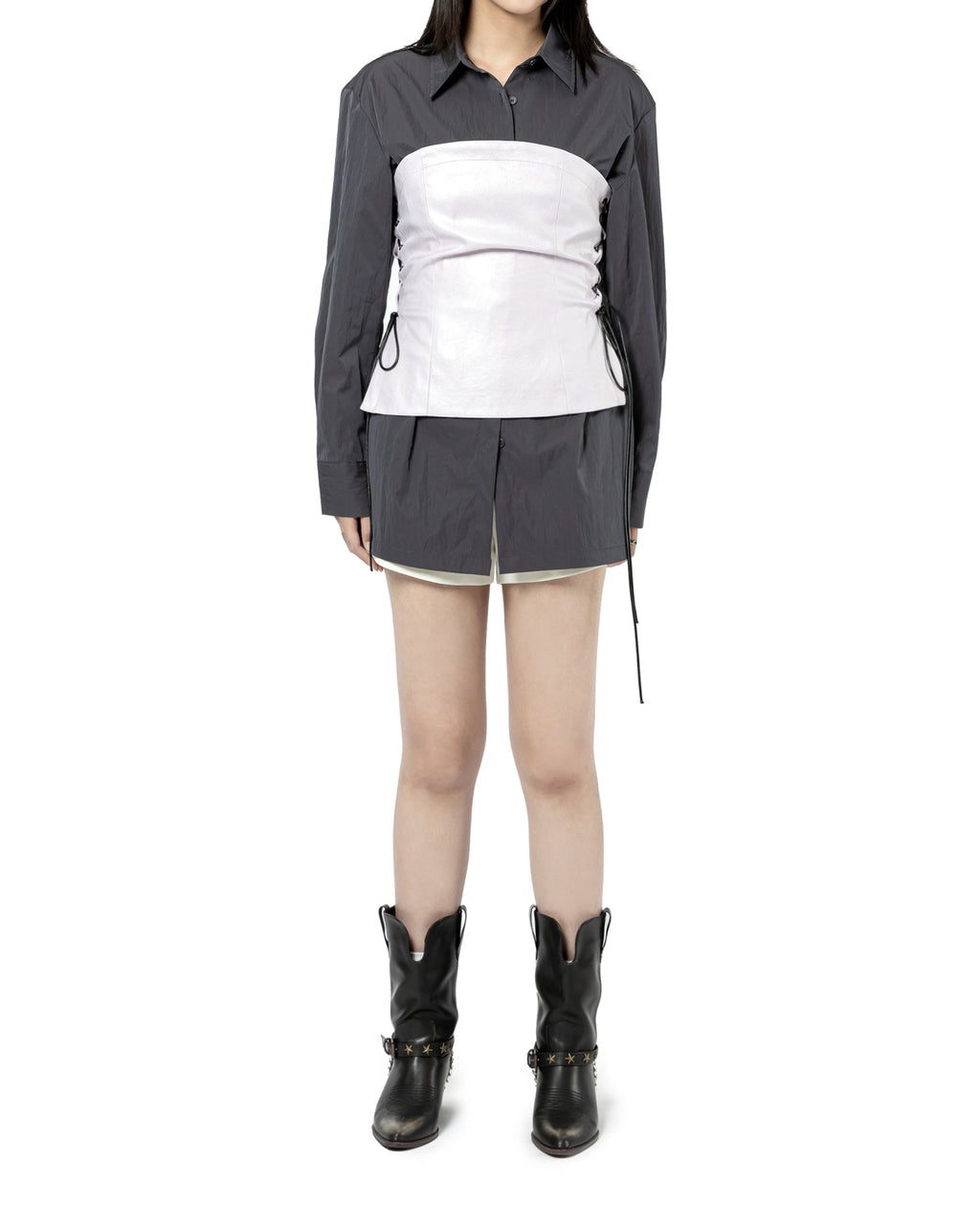 Lace-Up Corset Blouse