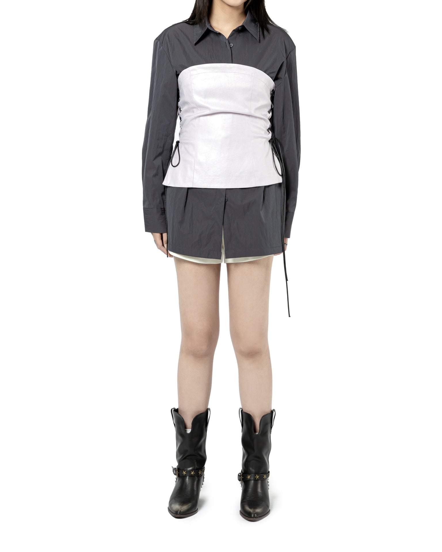 Lace-Up Corset Blouse