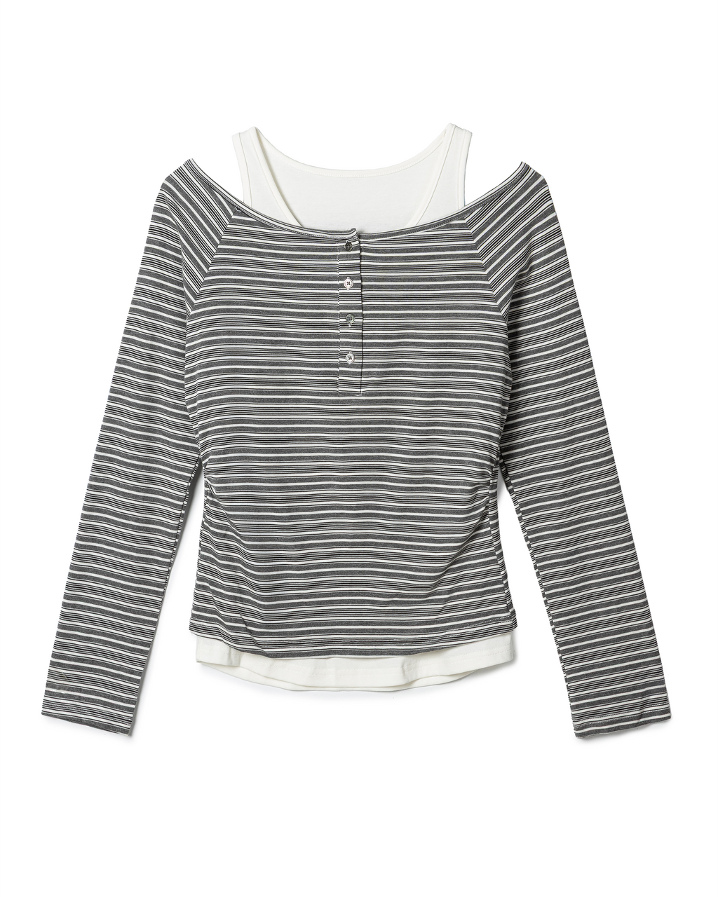 Modern Double-Layer Striped Ribbed Top