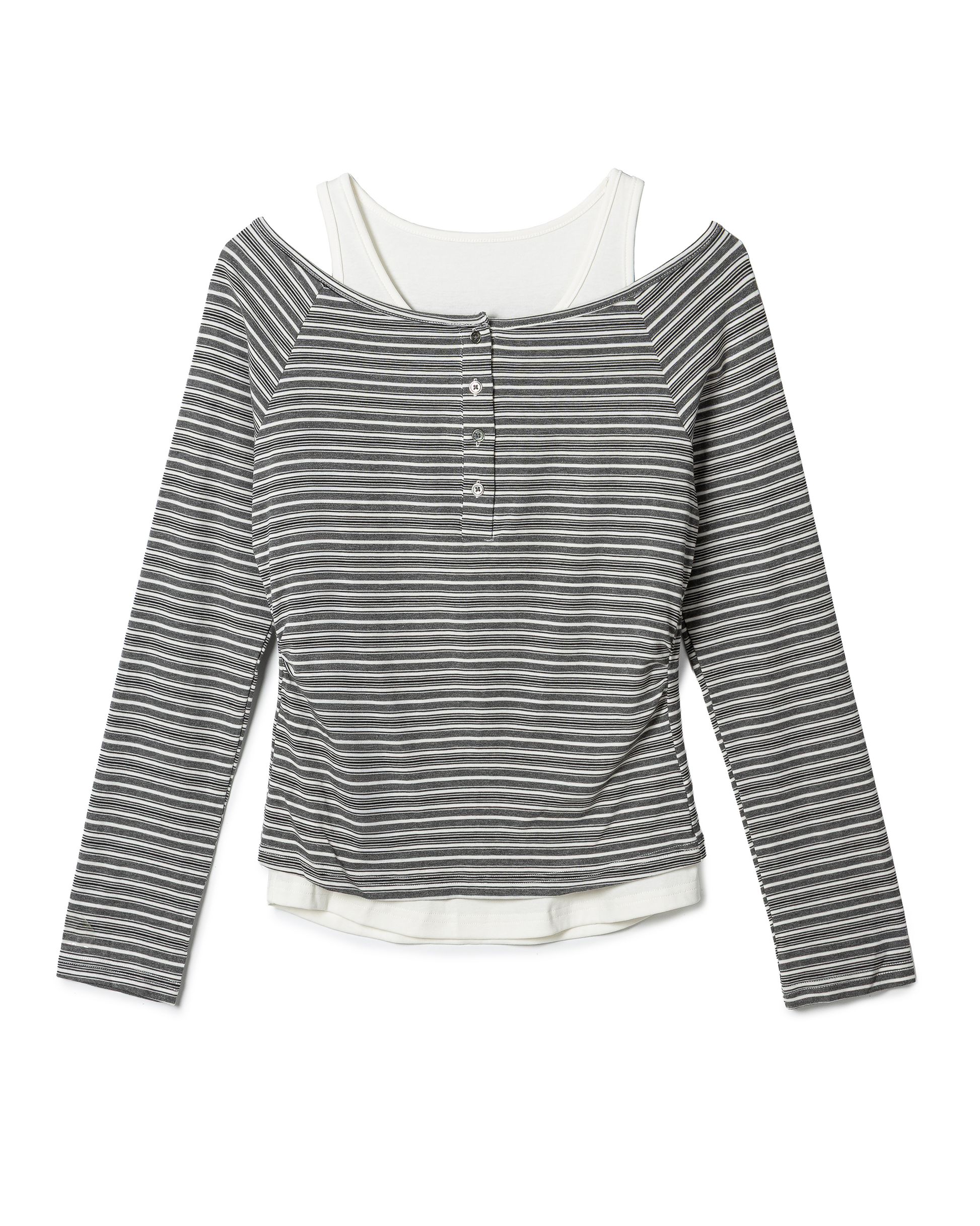 Modern Double-Layer Striped Ribbed Top