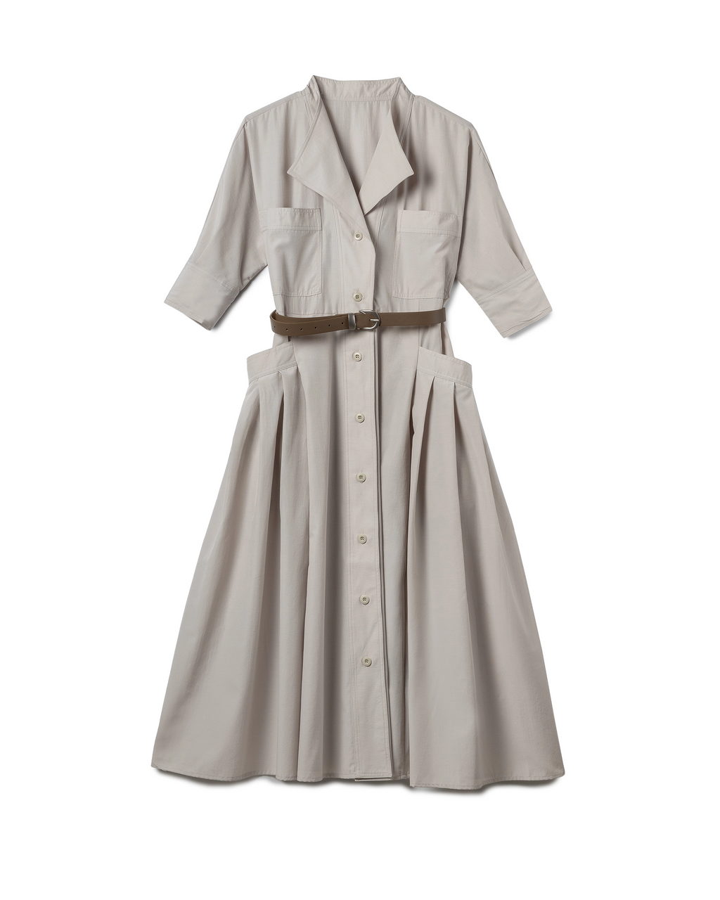 Sculptural Utility Belted Dress