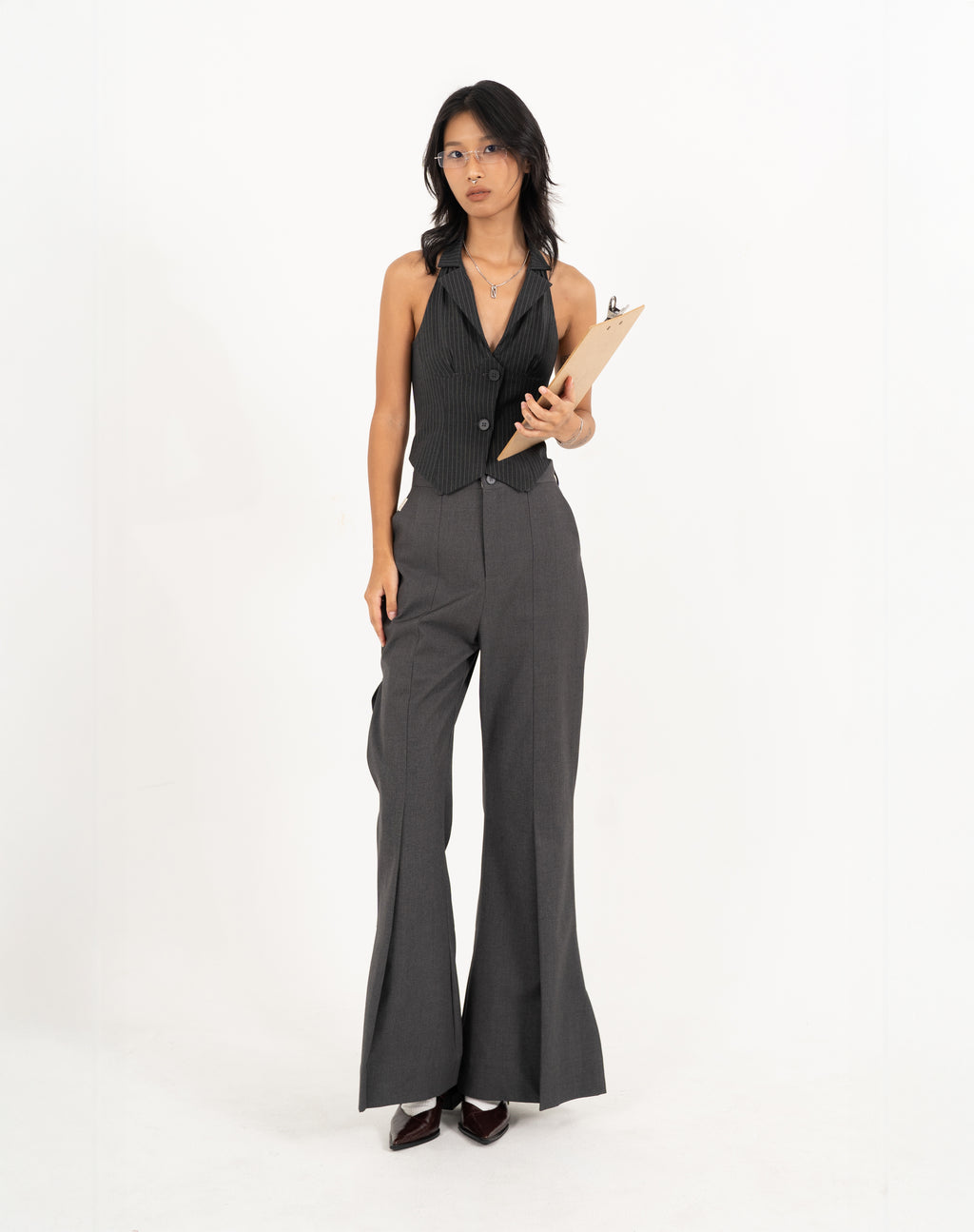 N E O CH.1 Halter Buttoned Top