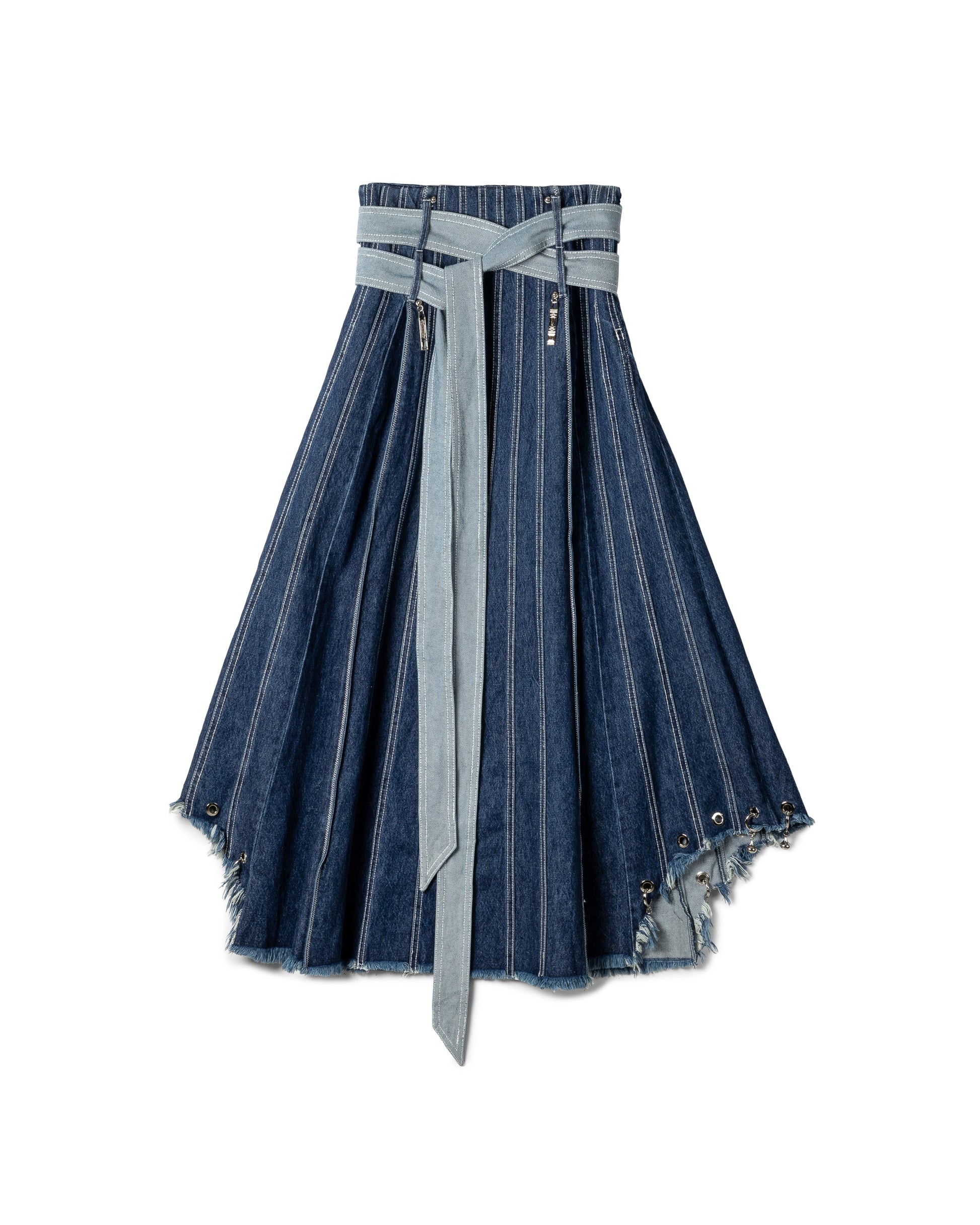 Tie Waist Denim Maxi Skirt