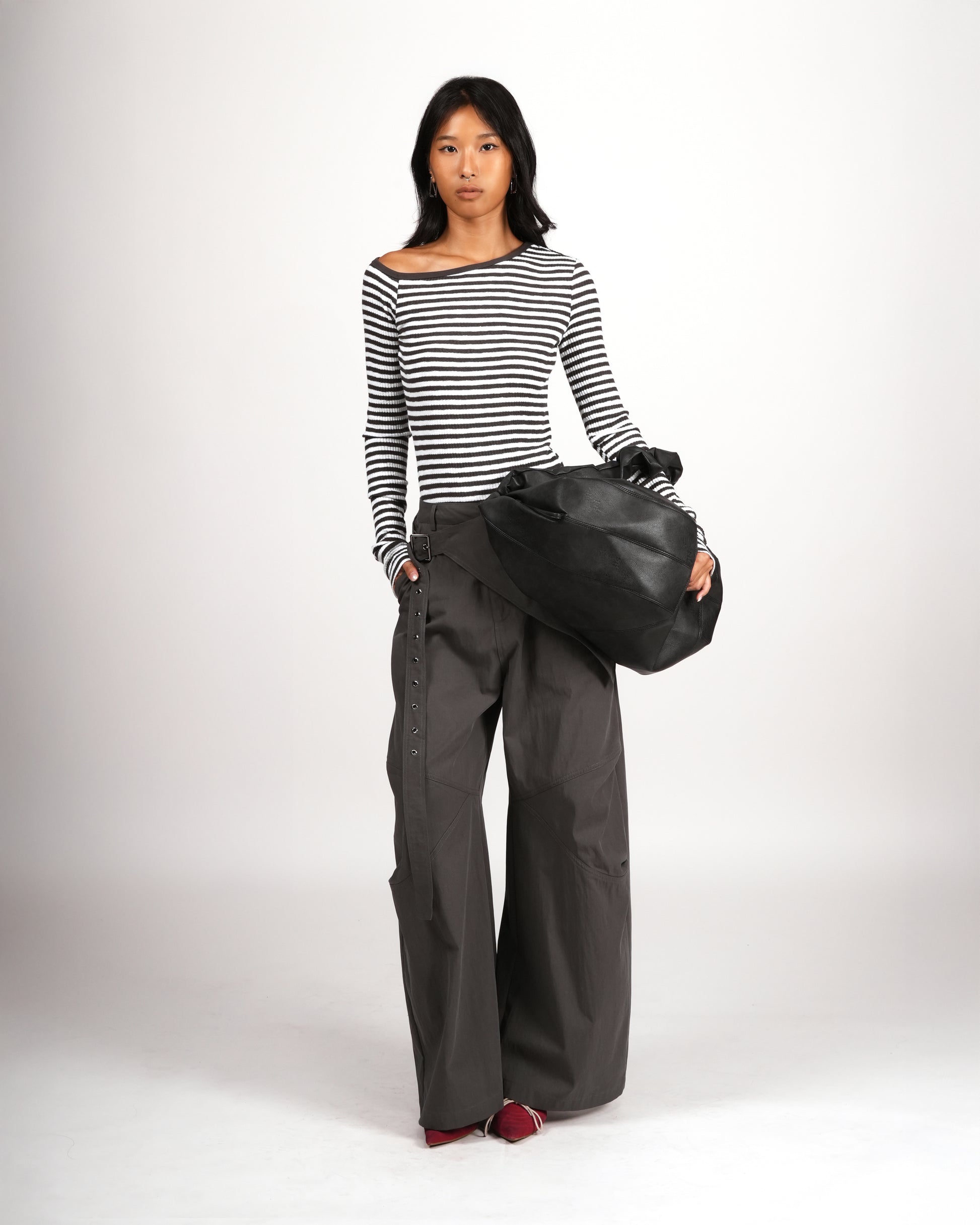 Belted Cargo Wide-Leg Pants