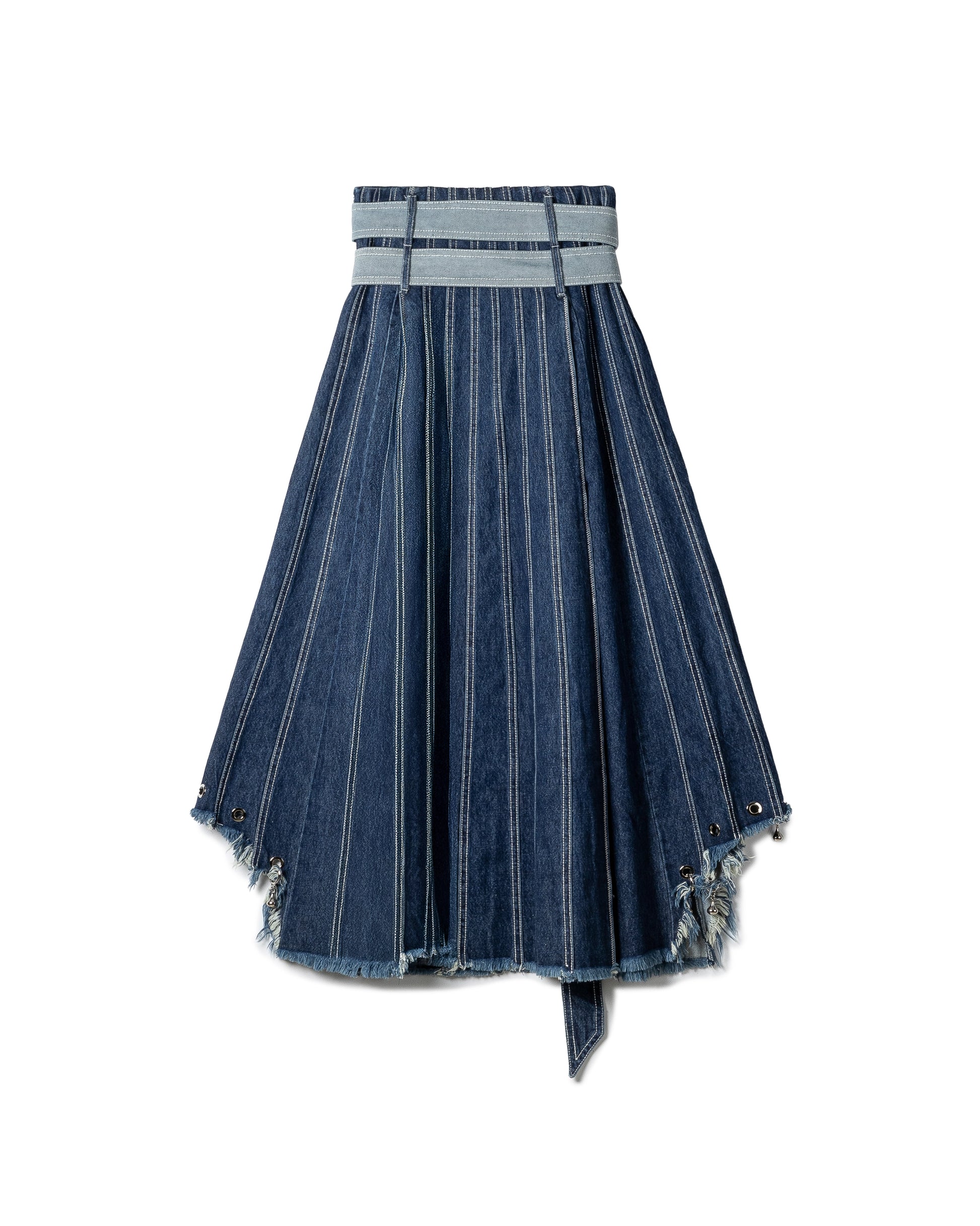 Tie Waist Denim Maxi Skirt