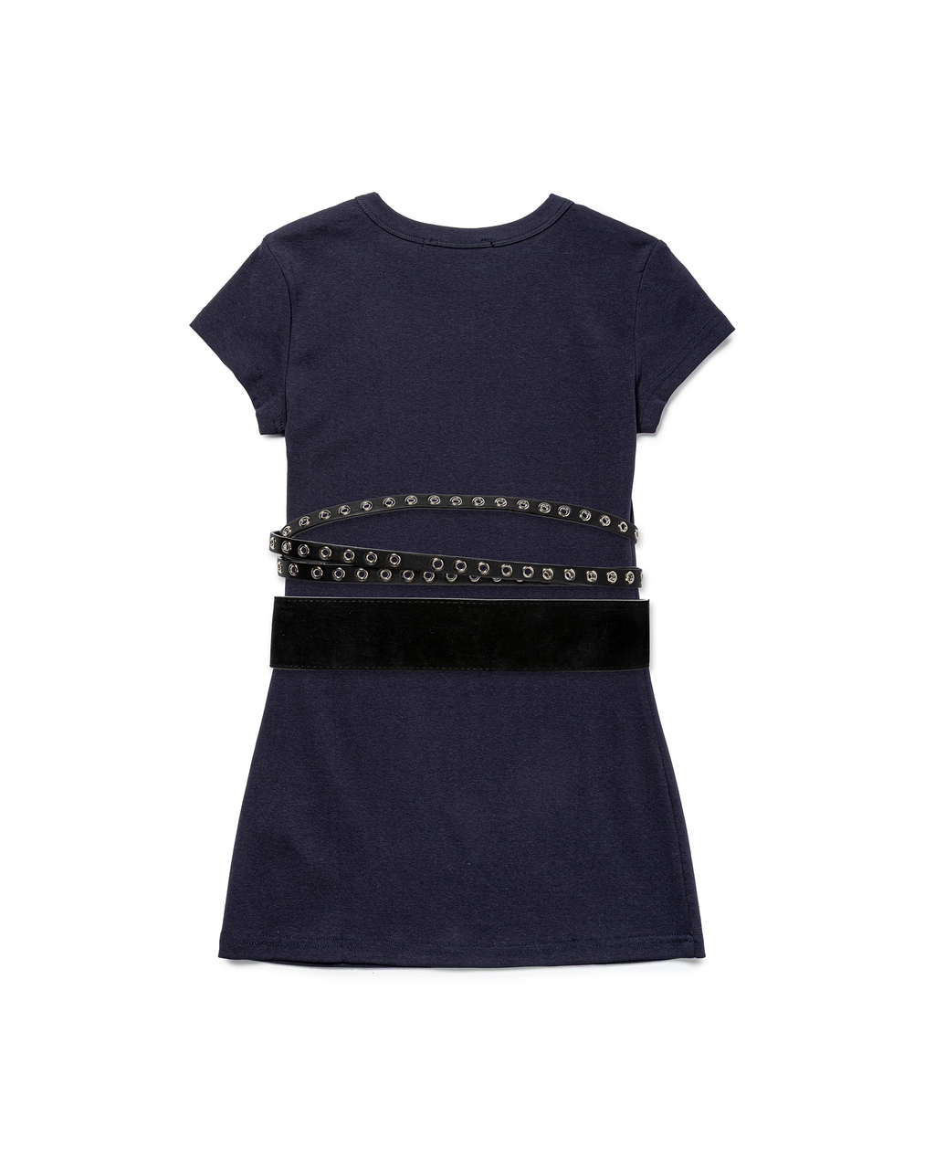 Fitted Cotton T-shirt with Stud Belt