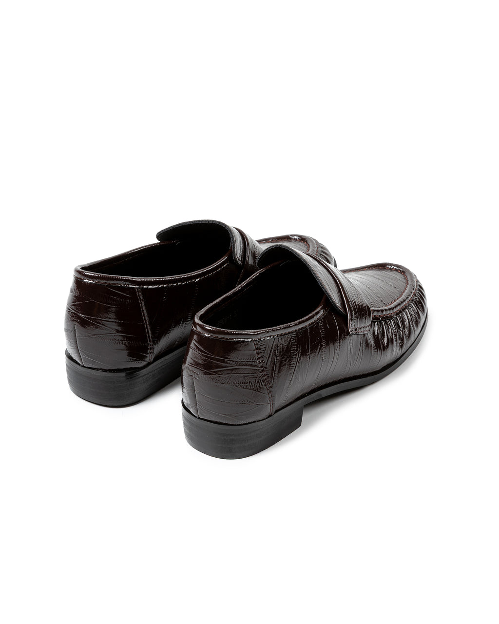 Glossy Croc-Embossed Leather Loafers