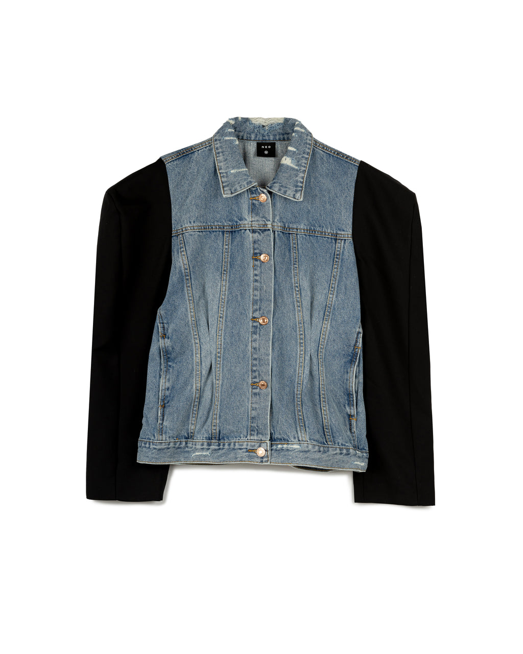 Contrast Sleeve Denim Blazer