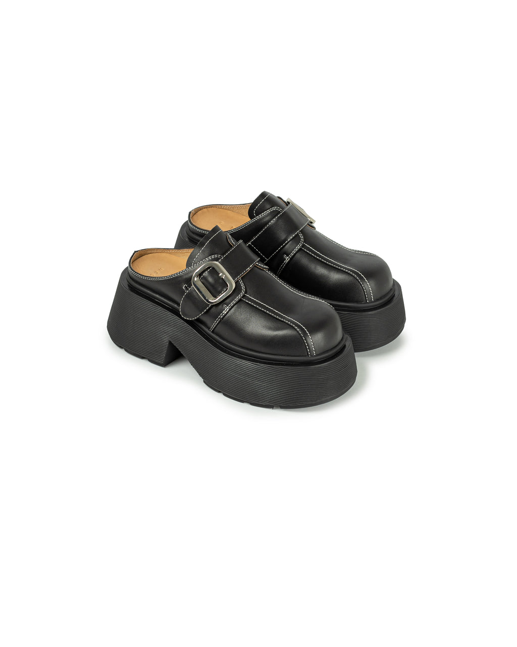 Leather Buckle Slip-Ons