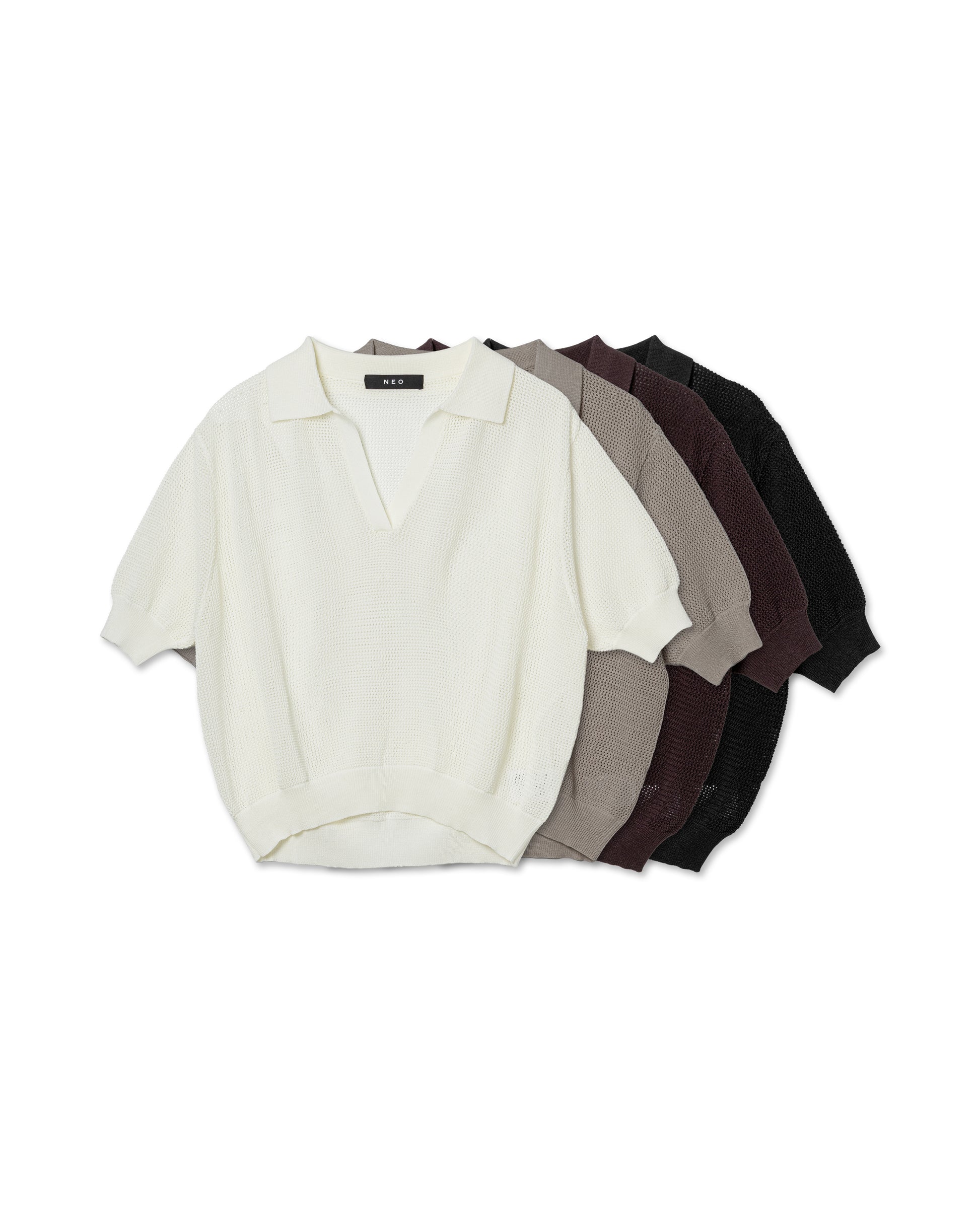Minimalist Open-Knit Polo Shirt