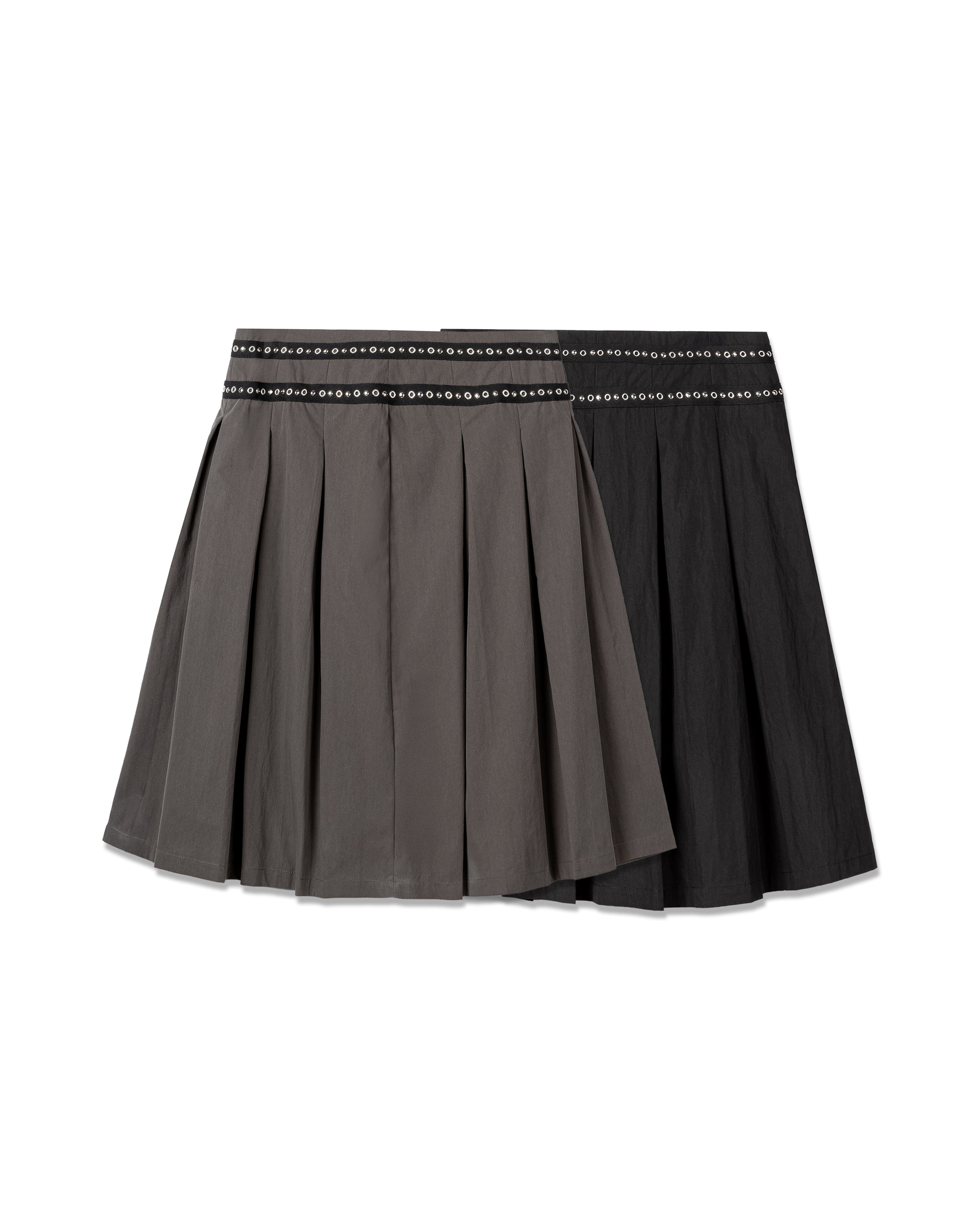 Eyelet-Trimmed Pleated Skirt