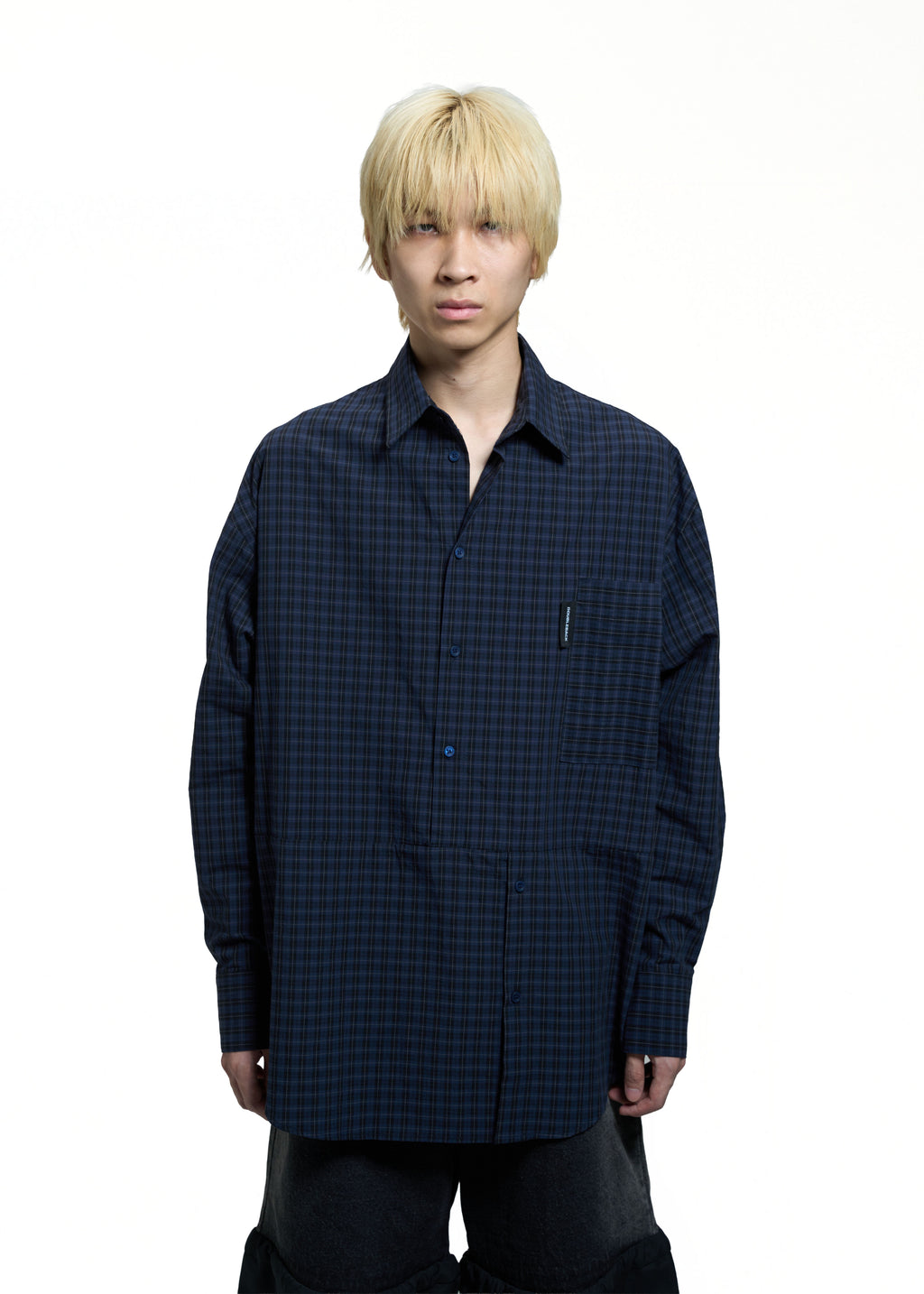 DOUBLEBACK Checkered Twisted Shirt （Blue）