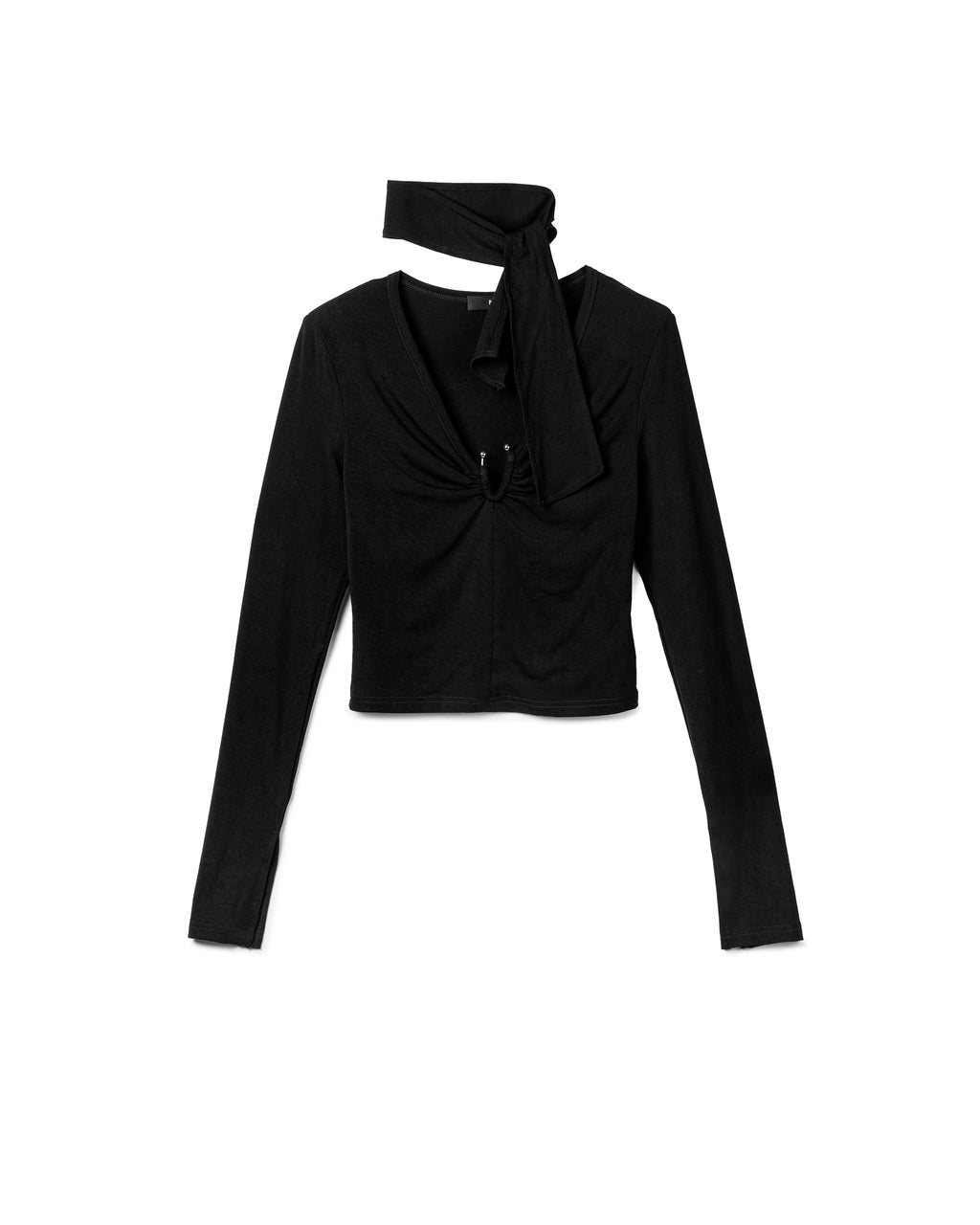Sculptural Ruched V-Neck Top