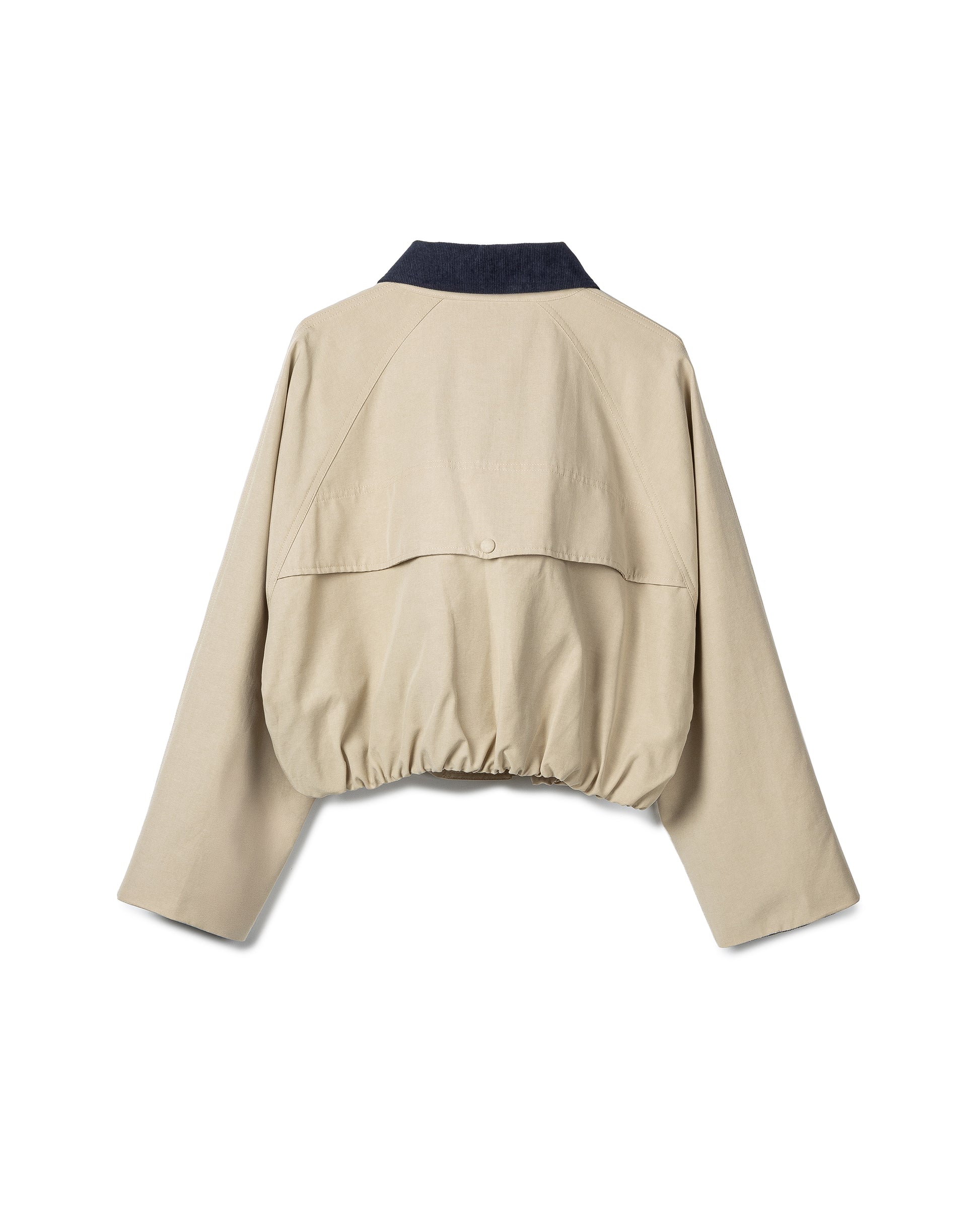Contrast-Collar Cropped Blouson Jacket
