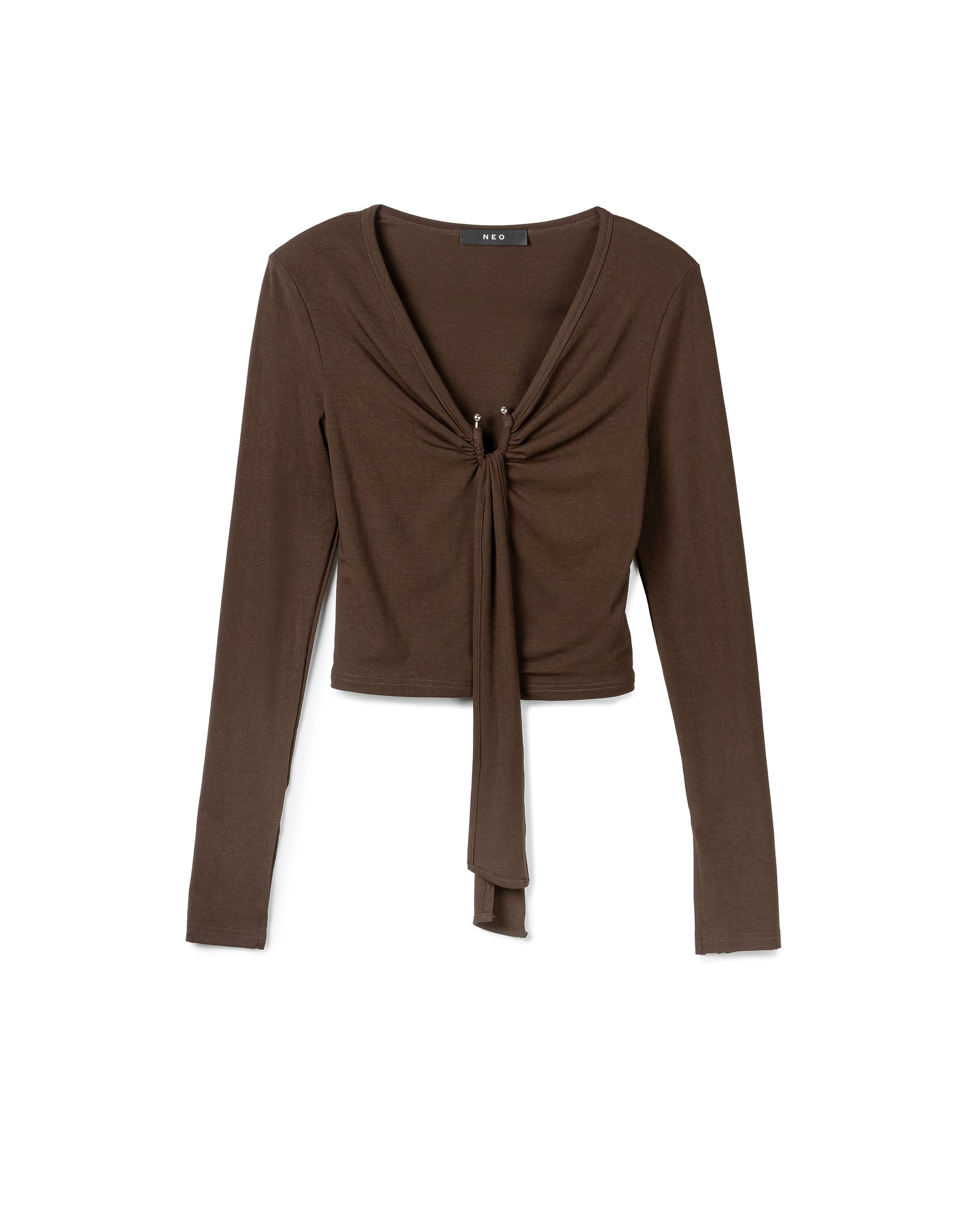Sculptural Ruched V-Neck Top