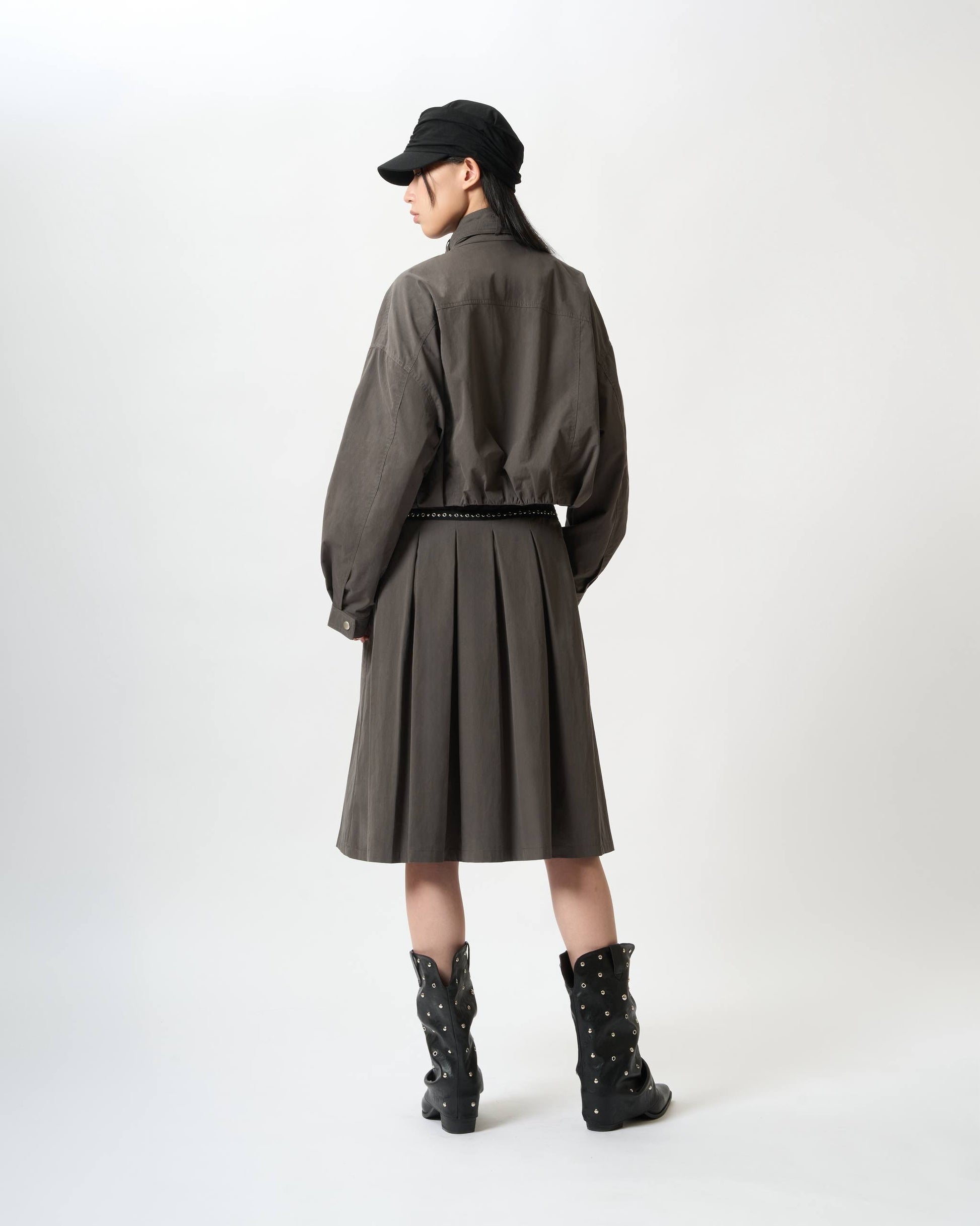 Eyelet-Trimmed Pleated Skirt
