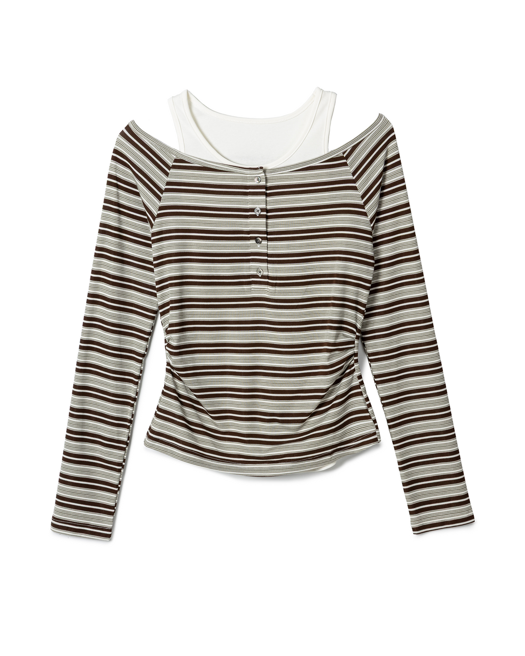 Modern Double-Layer Striped Ribbed Top