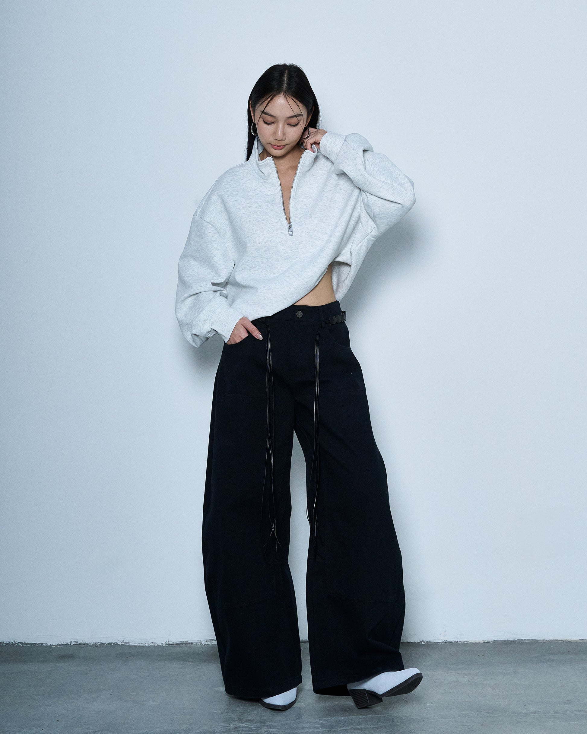 Belt Detail Wide Pants