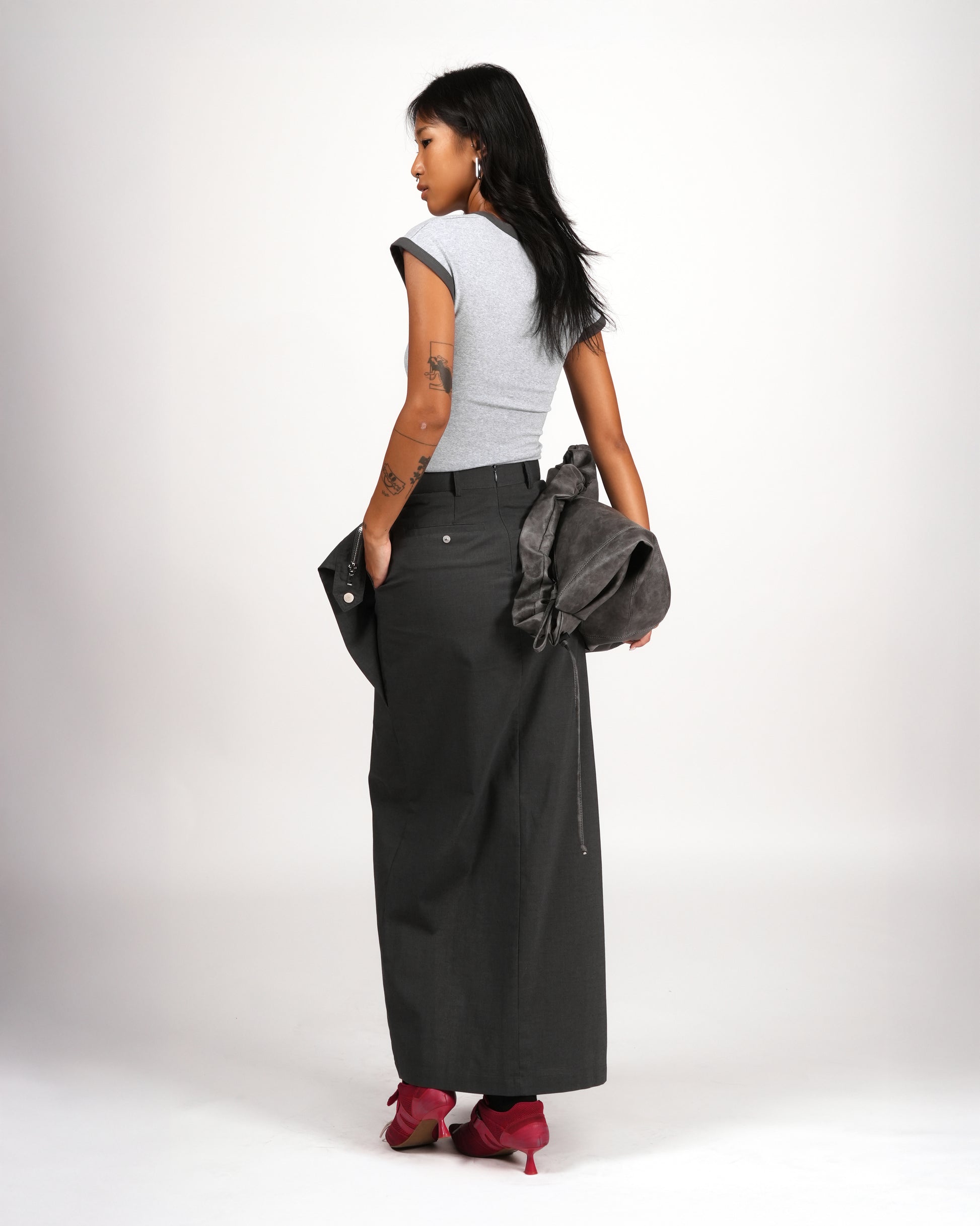 Back-Slit Tailored Skirt