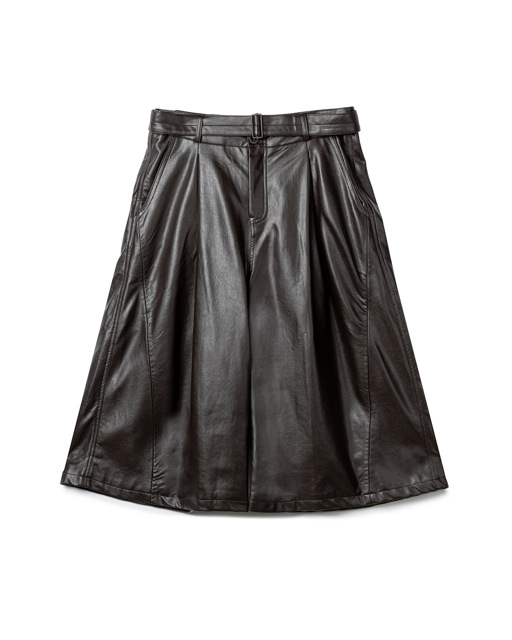 Sophisticated Ruched Faux-Leather Culottes