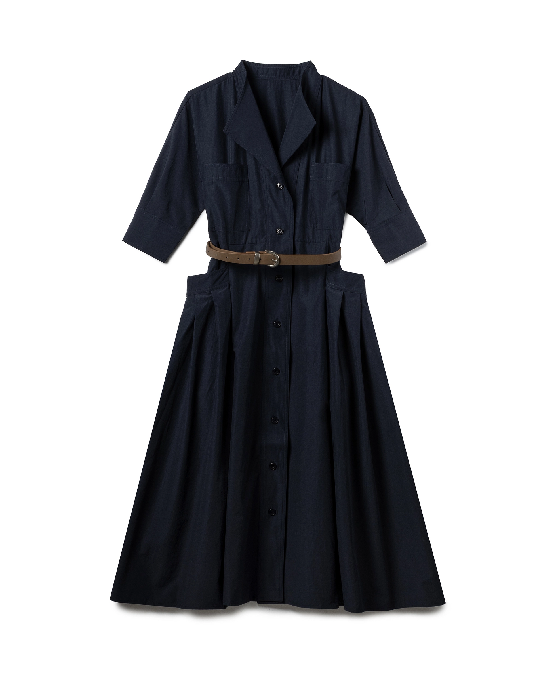Sculptural Utility Belted Dress
