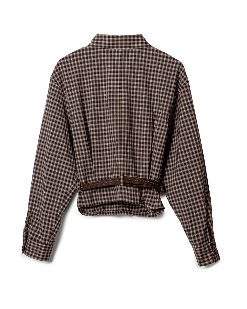 Tailored Plaid Belted Shirt