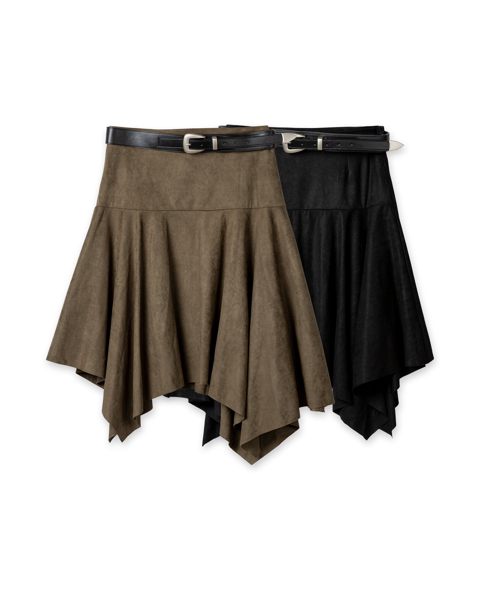 Modern Asymmetric Suede-Effect Midi Skirt