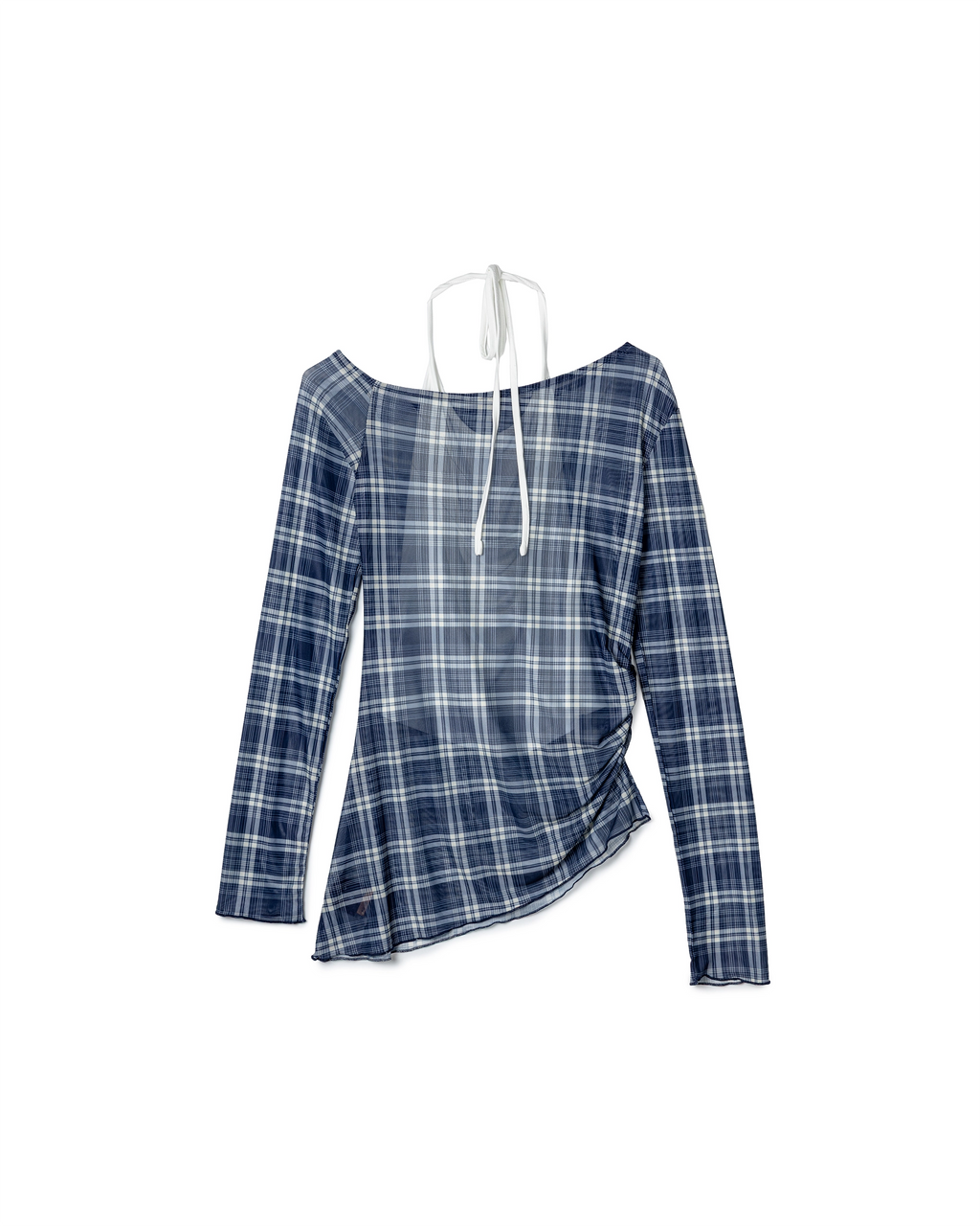 Sheer Asym Plaid Top