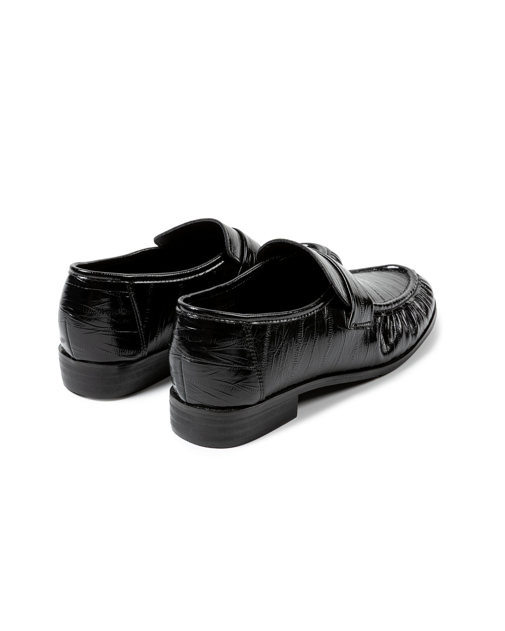 Glossy Croc-Embossed Leather Loafers