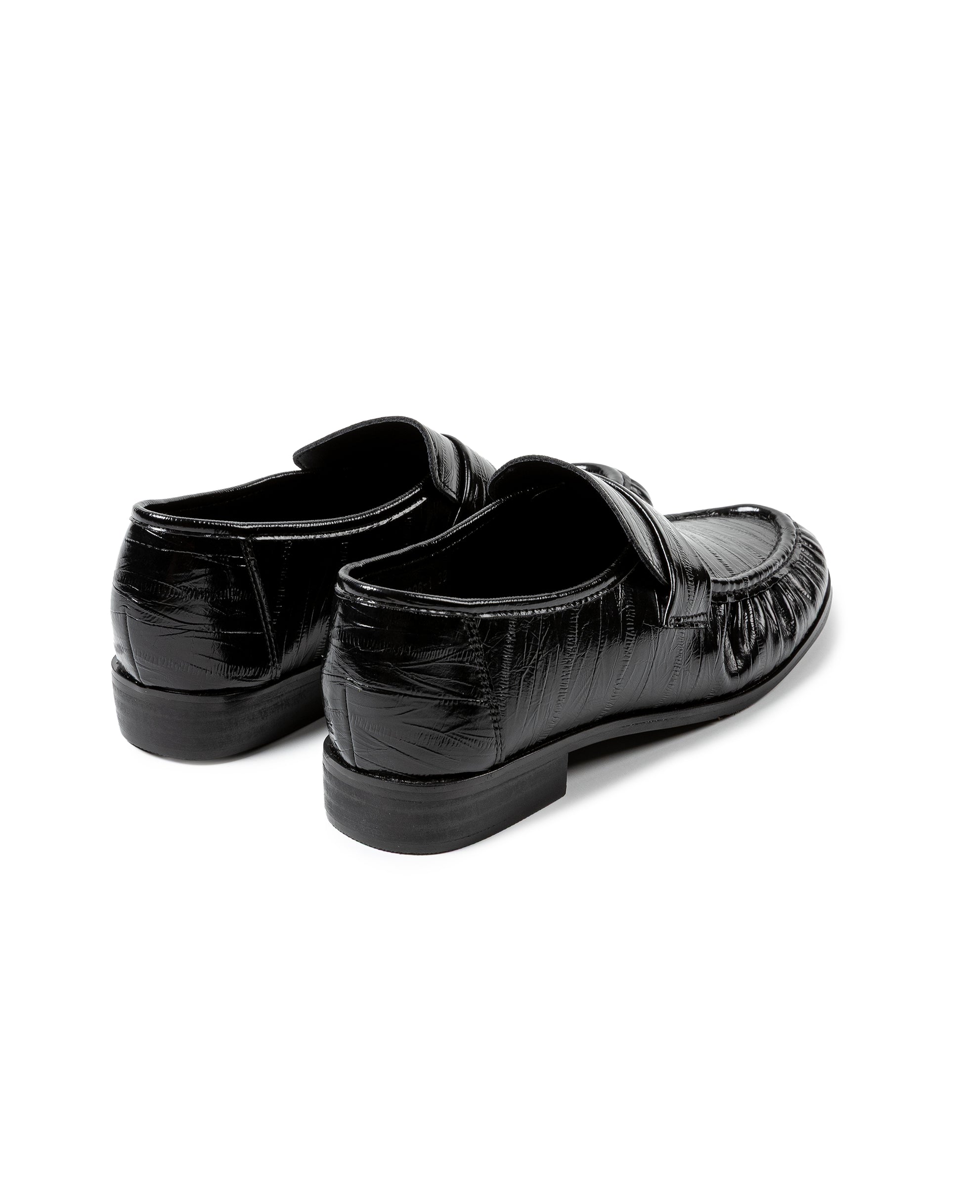 Glossy Croc-Embossed Leather Loafers