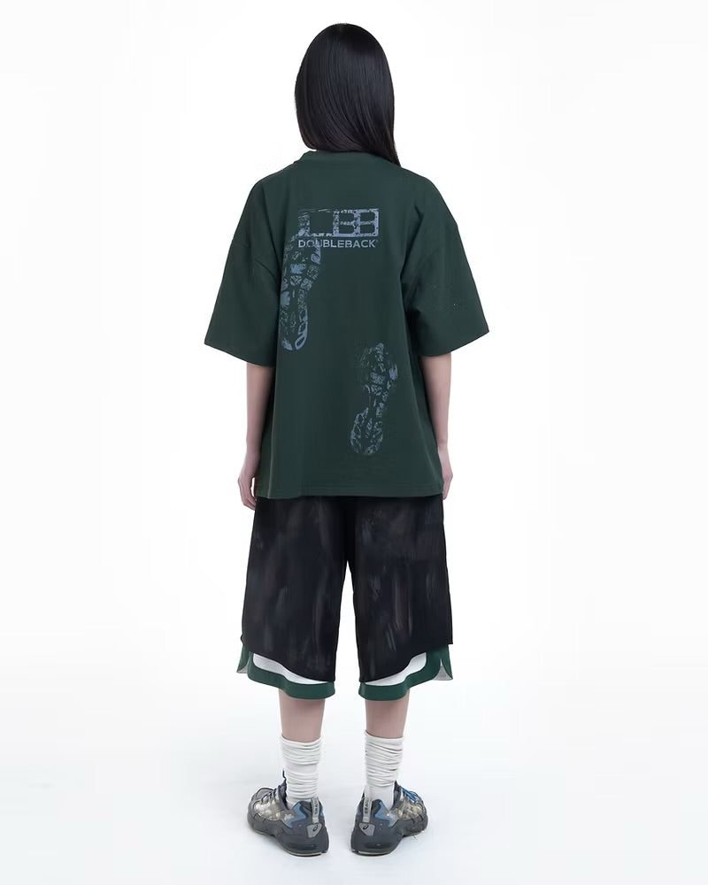 DOUBLE BACK Shoe Print T-Shirt Oversized