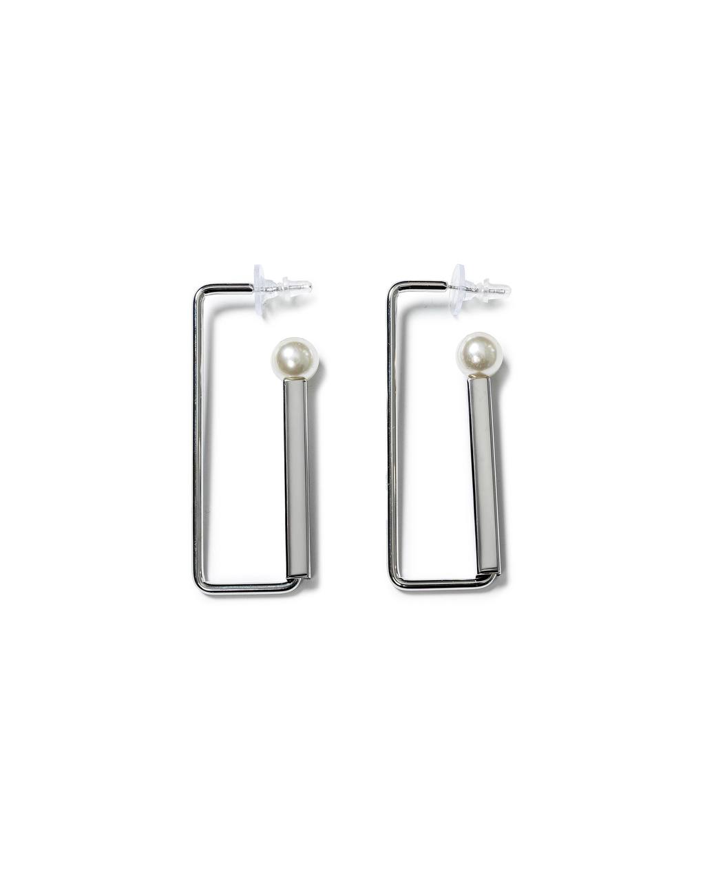 Geometric Pearl Drop Earrings
