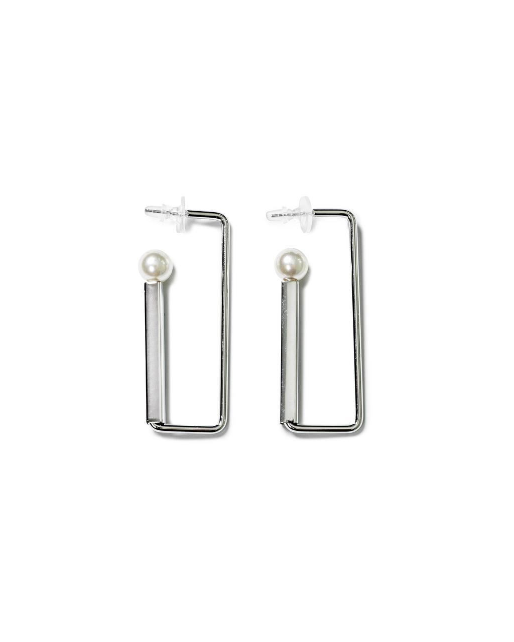 Geometric Pearl Drop Earrings