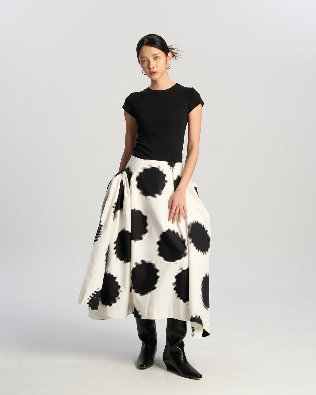 Gradient Dot Sculptural Skirt
