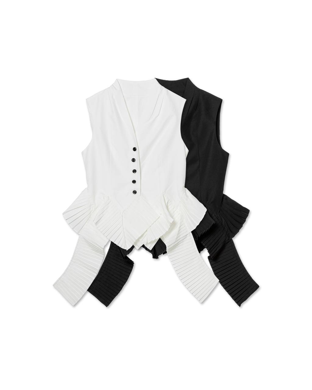 Modern Pleated-Hem Vest