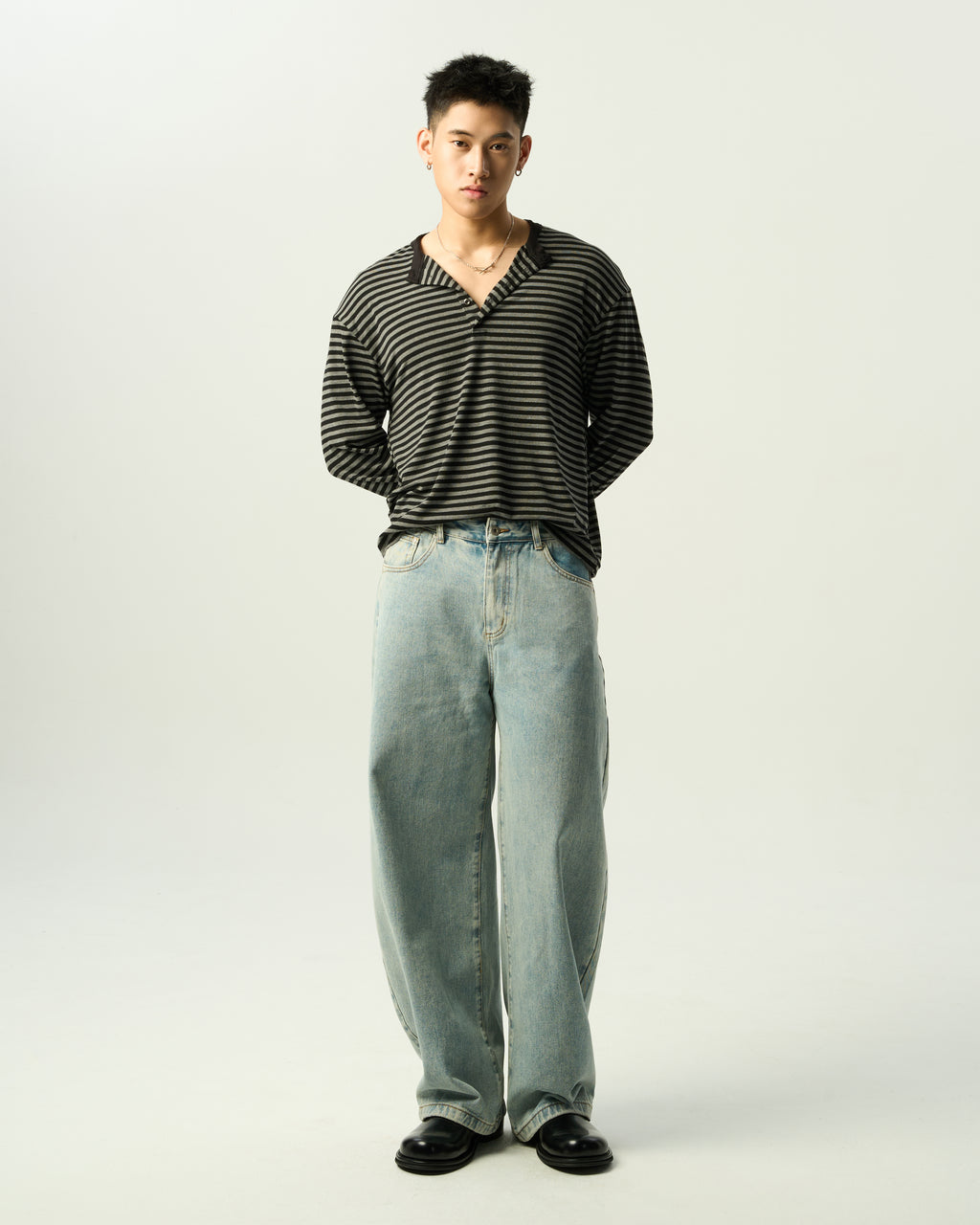 Relaxed Striped Henley