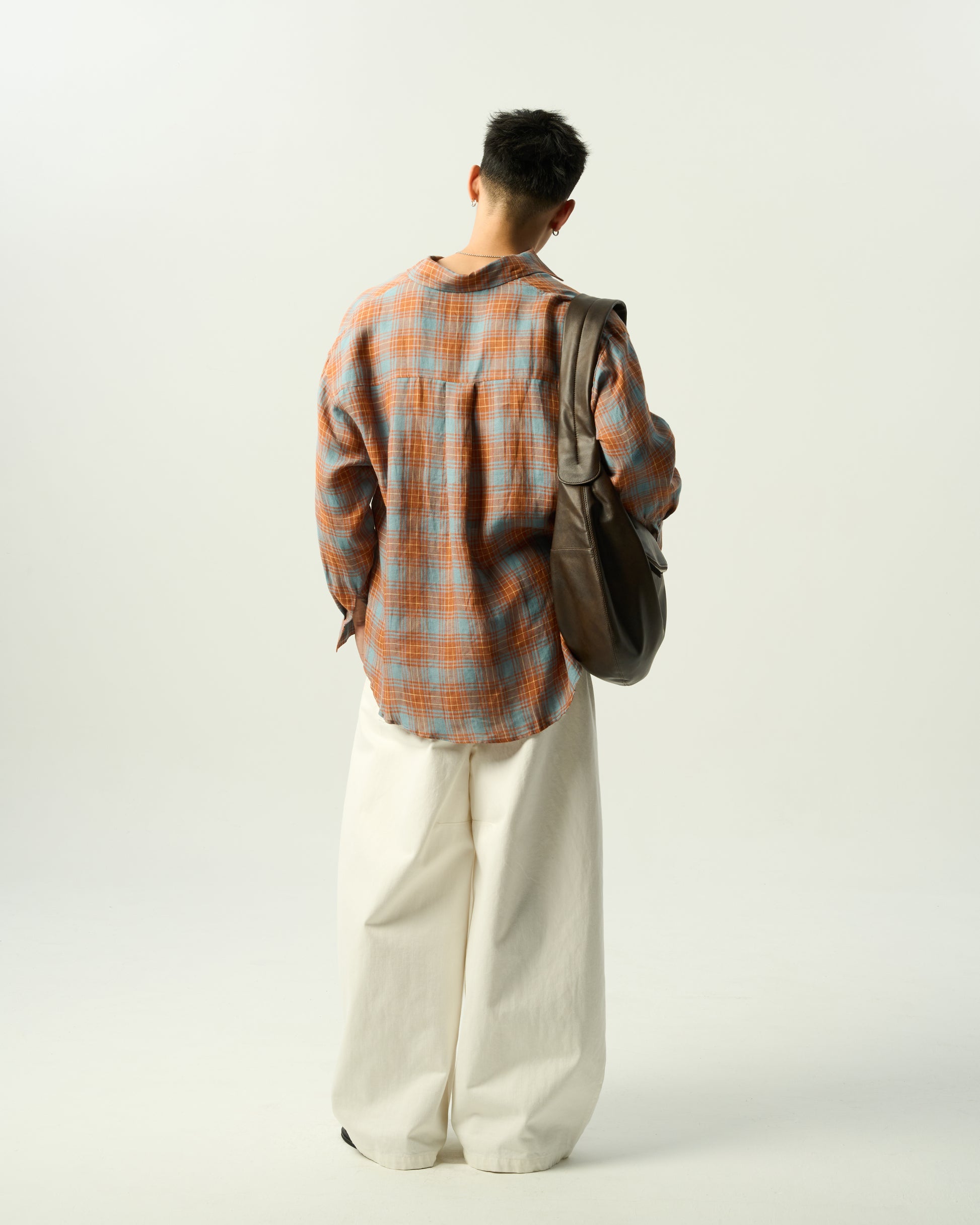 Oversized Linen Plaid Shirt