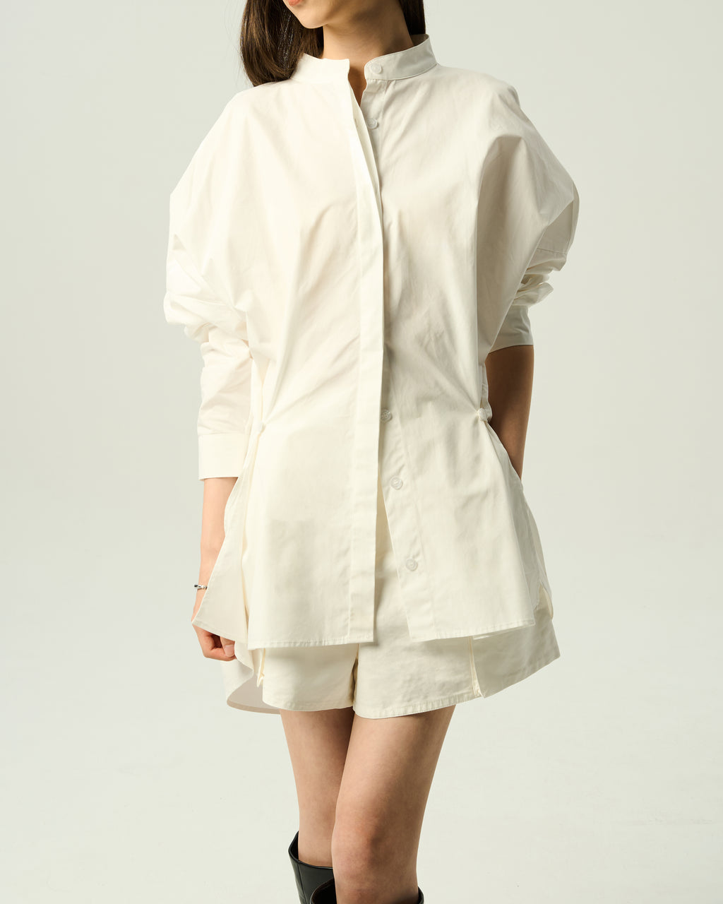 Relaxed Gathered-Neck Shirt