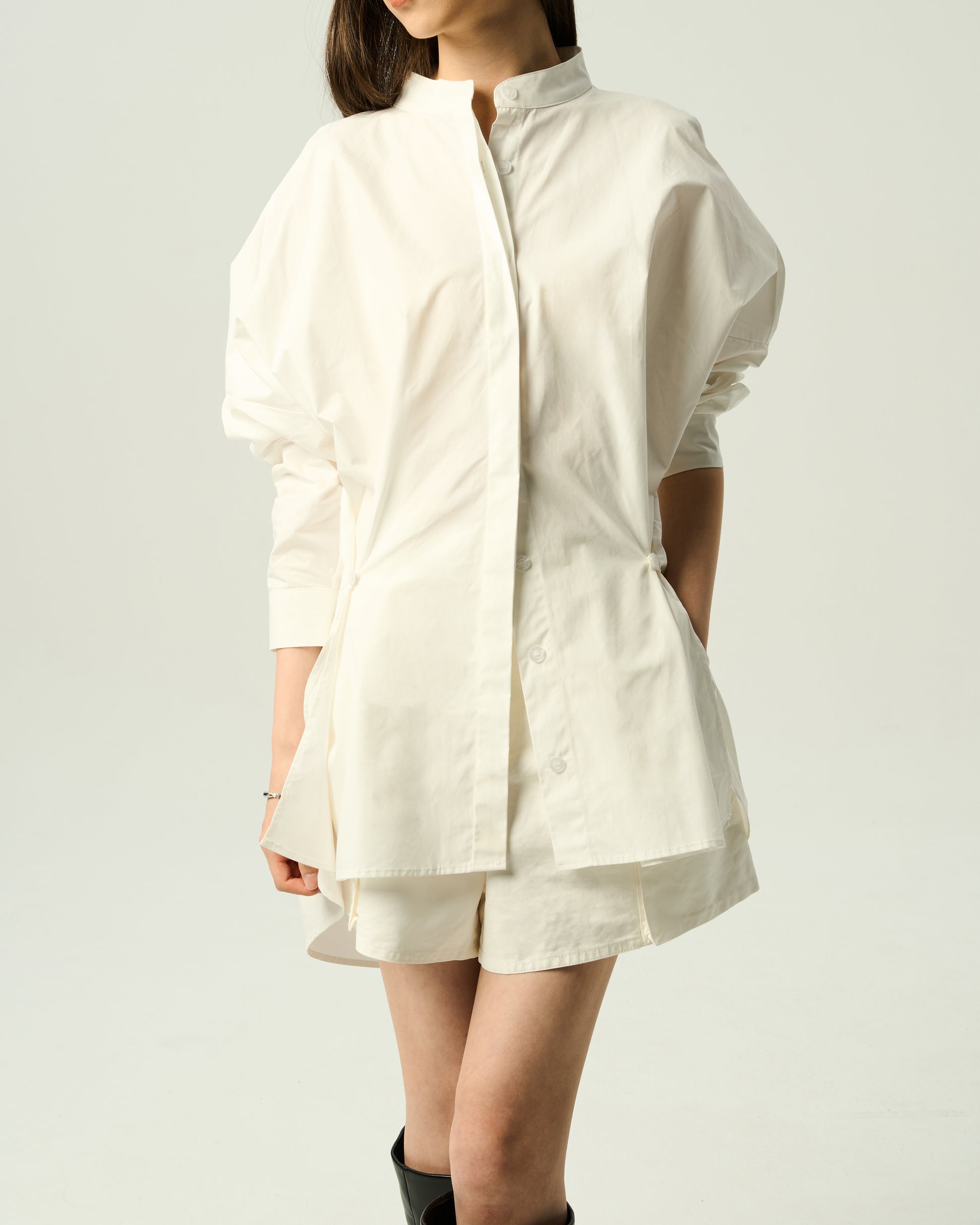 Relaxed Gathered-Neck Shirt