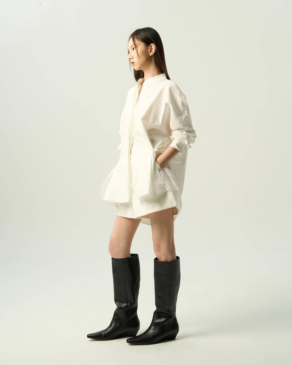 Relaxed Gathered-Neck Shirt