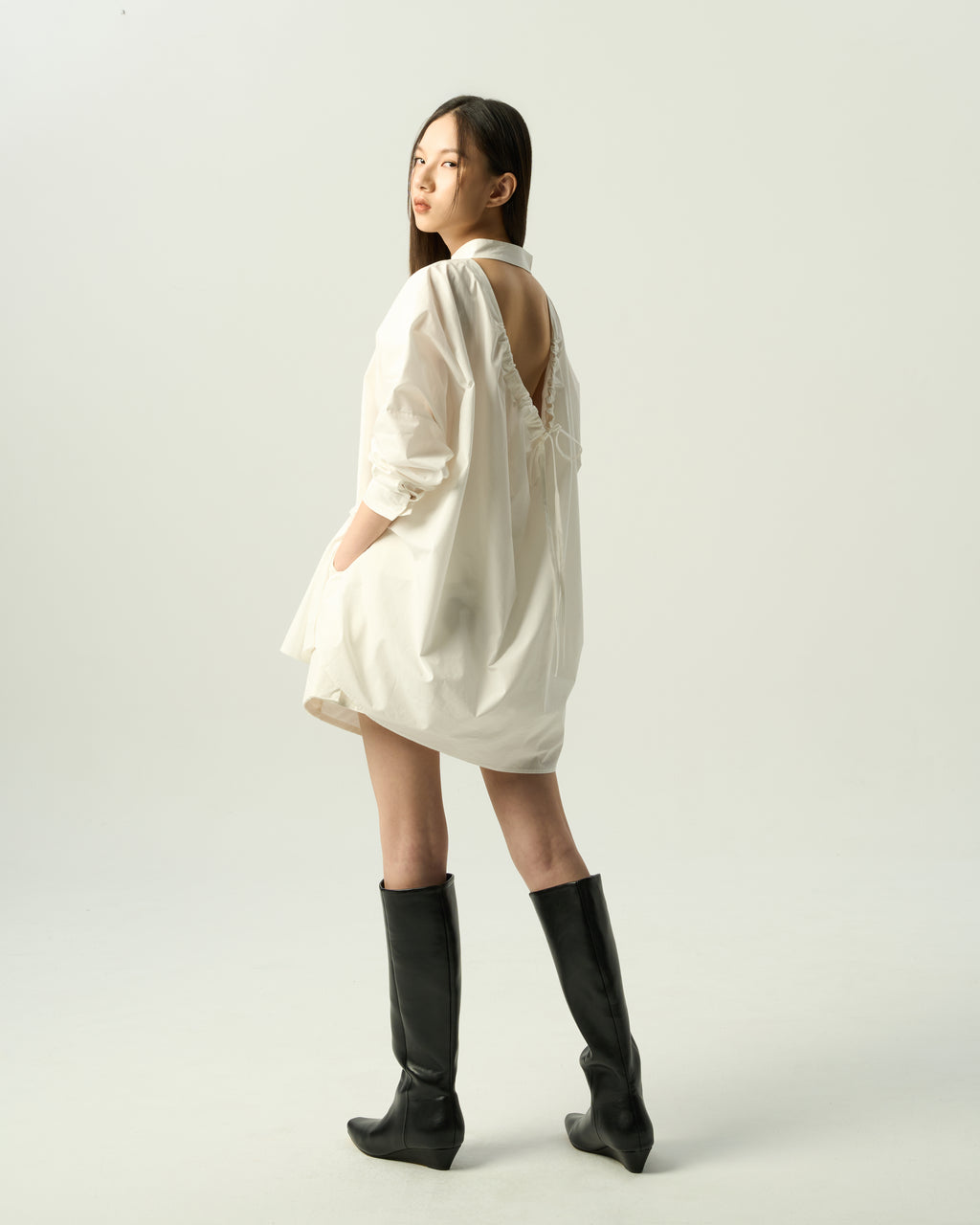 Relaxed Gathered-Neck Shirt