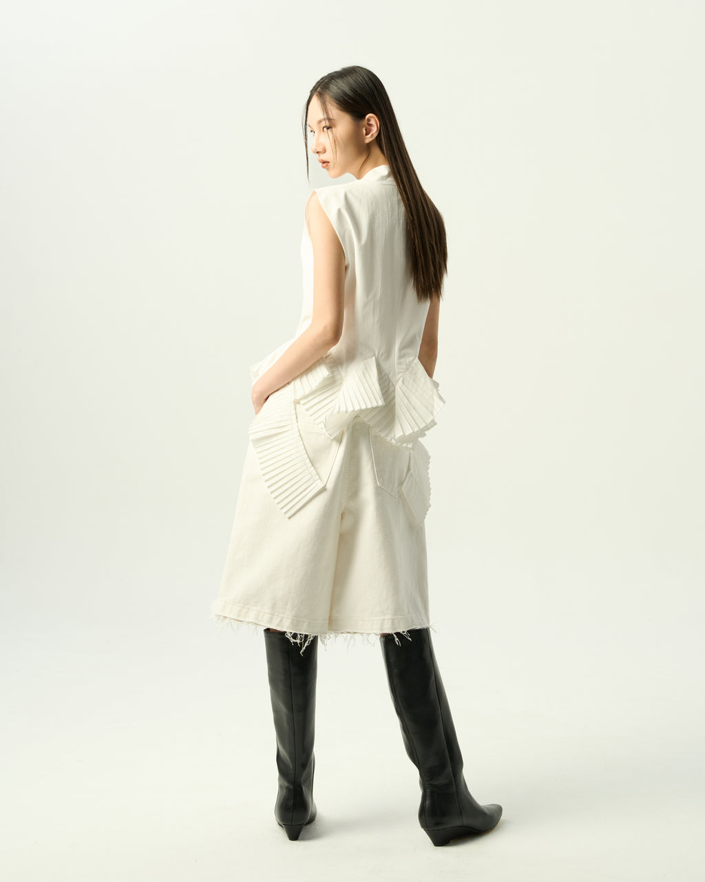 Modern Pleated-Hem Vest