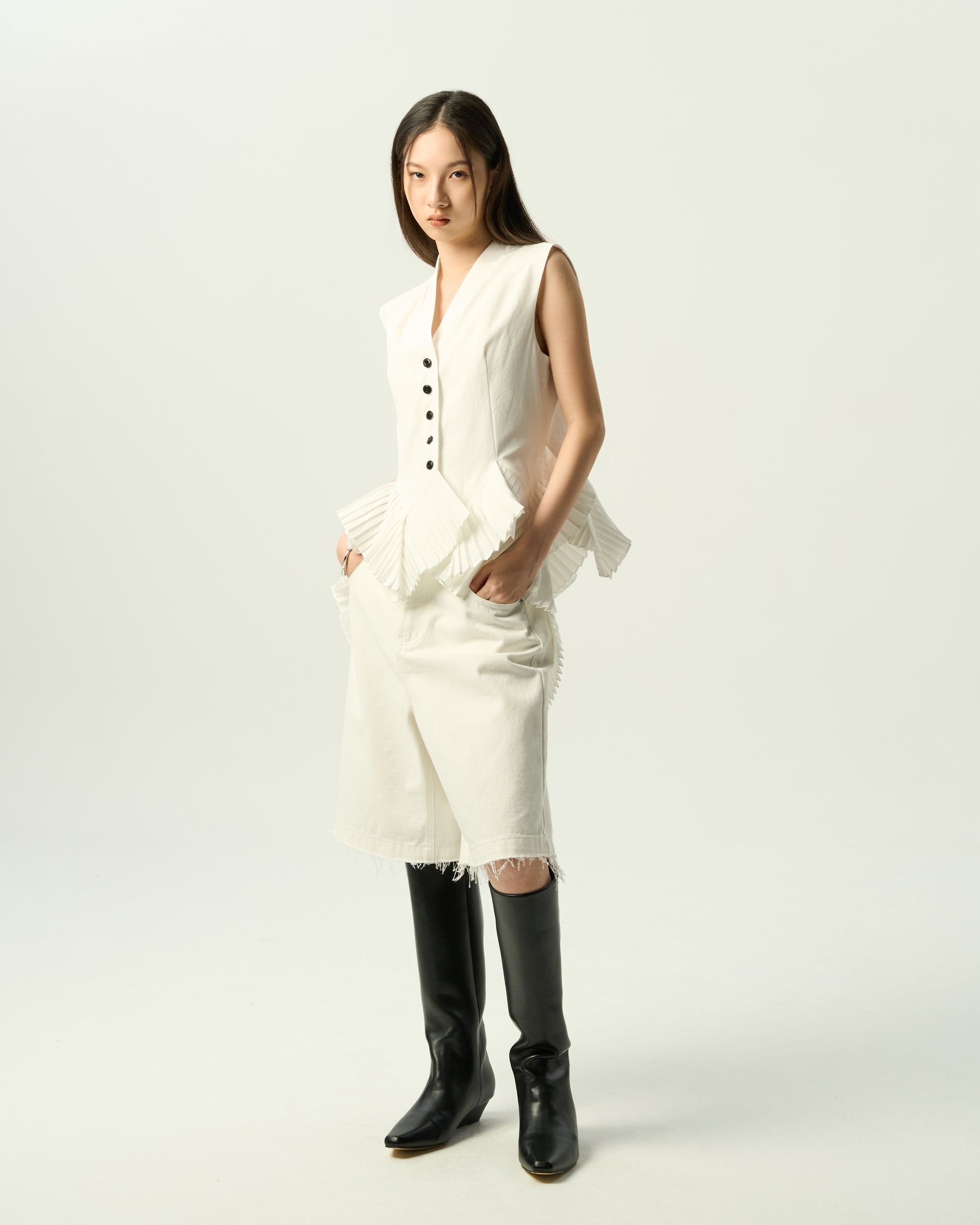 Modern Pleated-Hem Vest